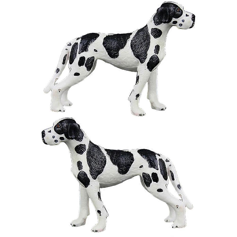 2pcs Realistic Spotted Dog Figurines Plastic Puppy Models Home Decor Miniature Animal Figures for Tabletop Desk Garden Decoration