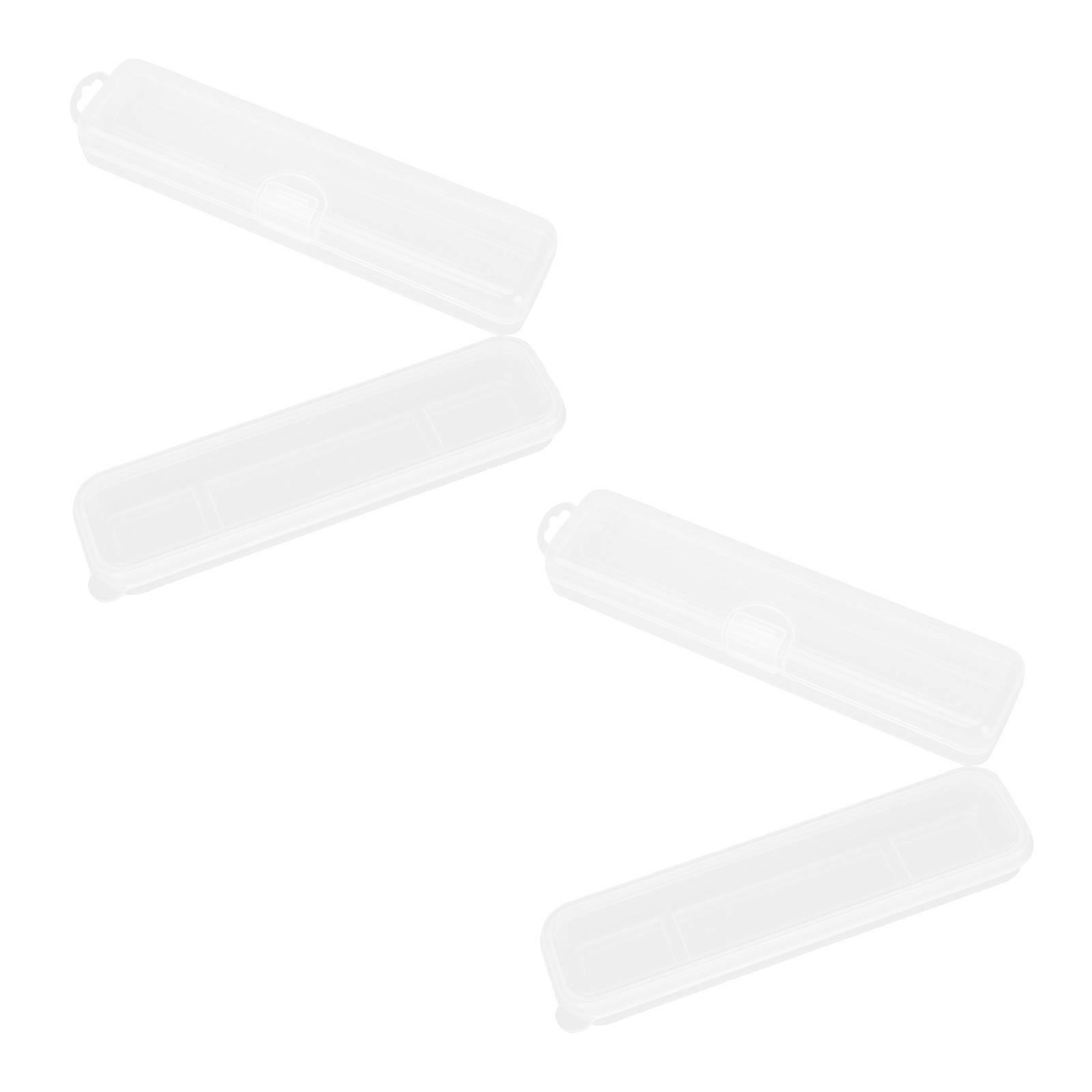 Transparent Tool Storage Box 4Set Daily Use For Makeup Tools Oblong White Durable