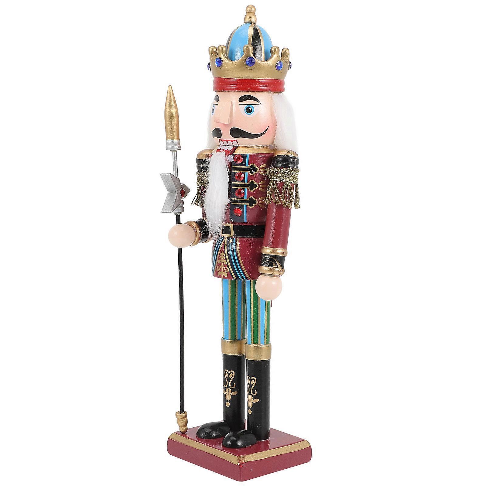 Wooden Nutcracker Soldier Xmas Decor for Desktop Ornament Christmas Party 1 Set