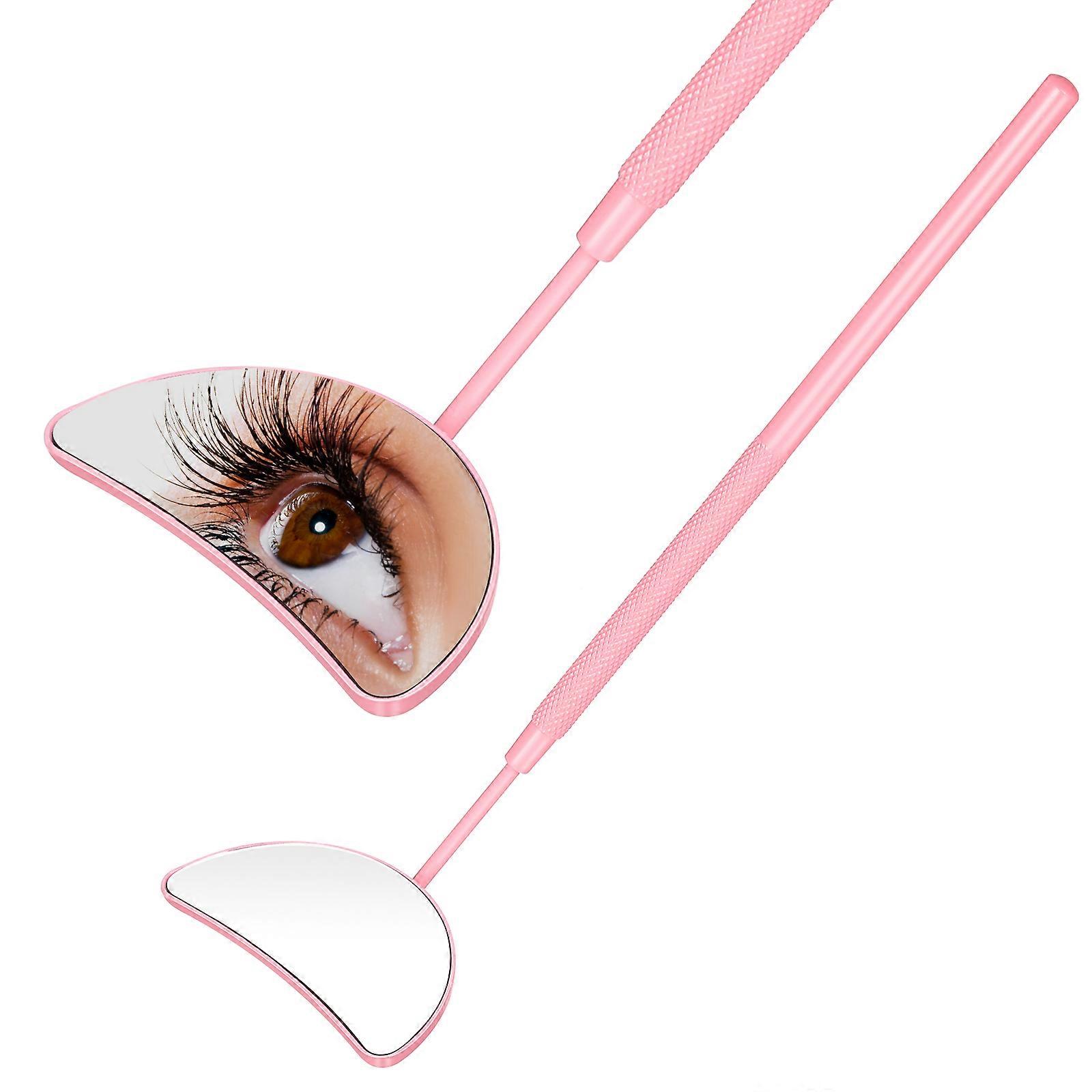 Handheld Lash Mirrors, Double Sided Portable Eyelash Inspection Tool with Slip Resistant Handle, Moon Design for Eyelash Extensions and Application