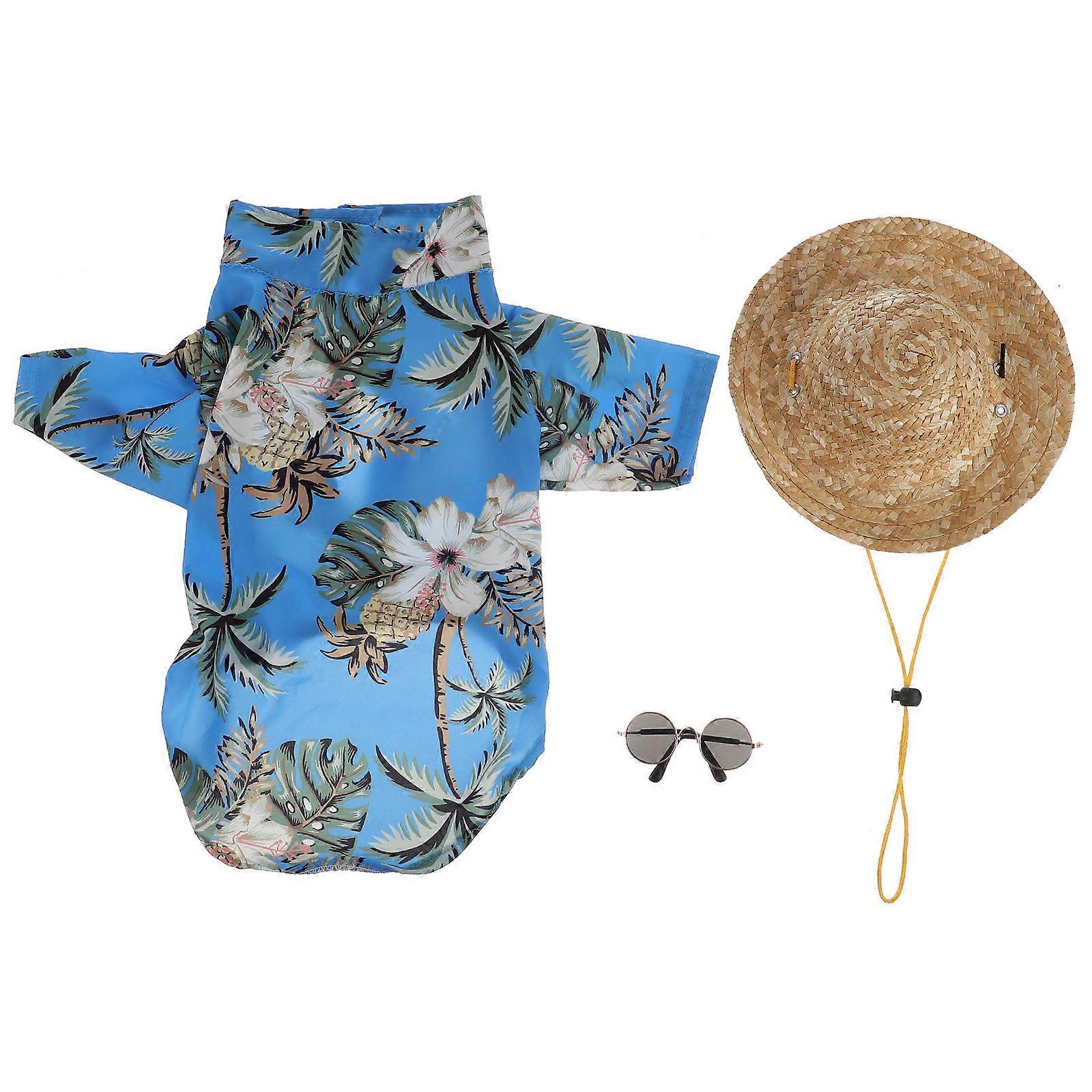 マルチカラー犬用サマーウェアセット アウトドアアクティビティ中の犬に最適な帽子サングラス付き 3個入り