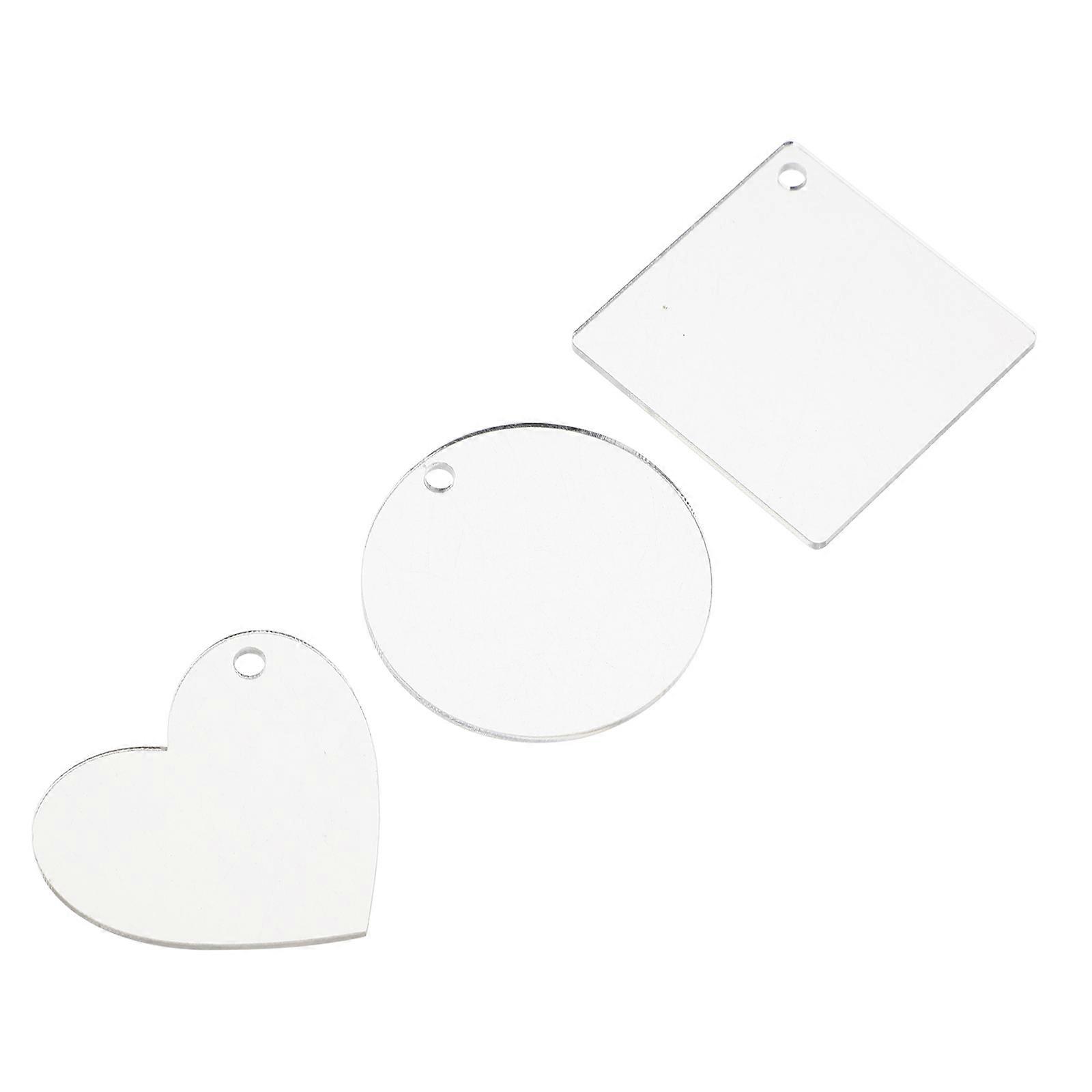 Transparent Acrylic Key Pendant Blank Key Chain for DIY Use 100Pcs Set