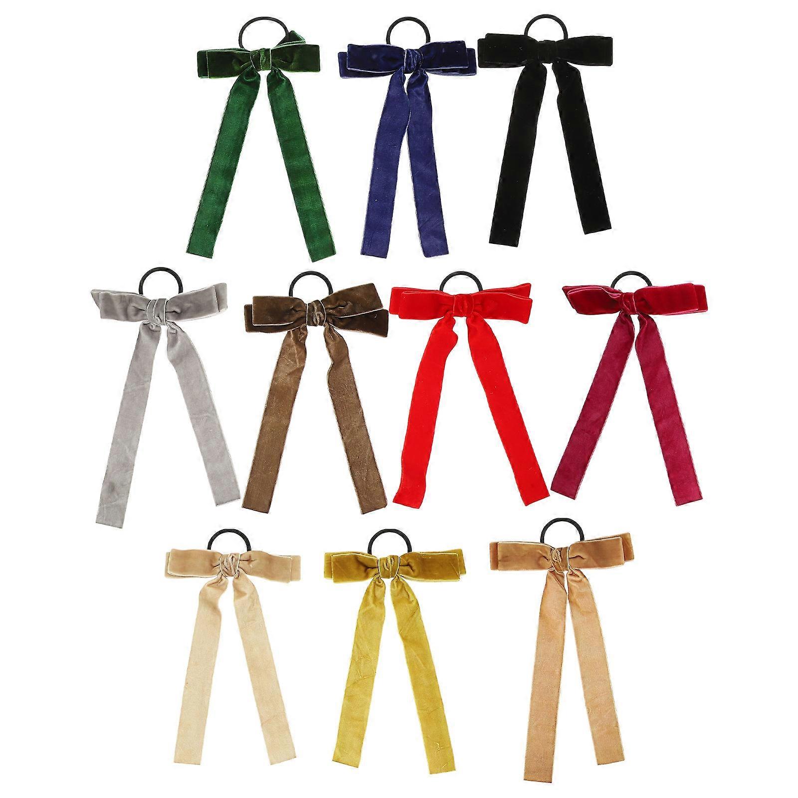 Here's a polished and professional product description based on your input:
**10PCS Bow Hair Ties Soft & Durable Elastic Ponytail Holders in
