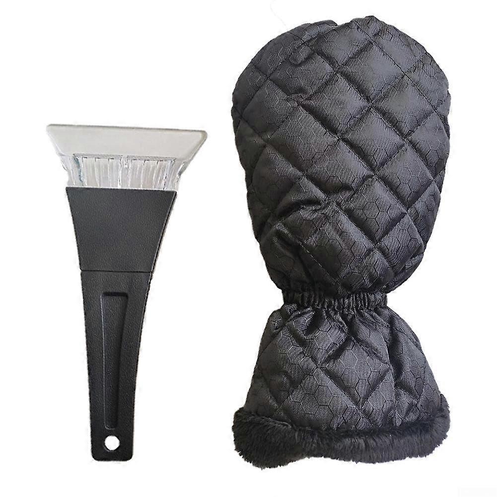 Car Ice Scraper with Glove, Winter Frost and Snow Clearing Tool, Efficient Windscreen Scraper, Black Color