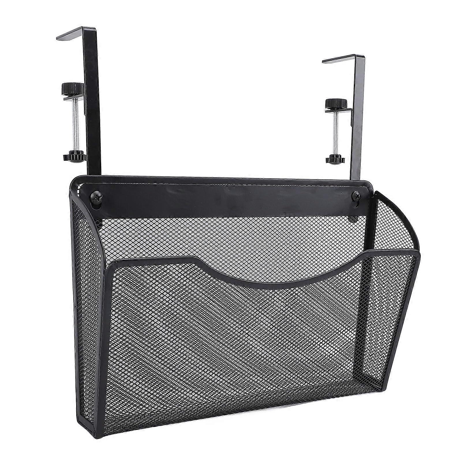 Under Desk Storage Organizer Adjustable ClampOn Shelf for Office, Dorm or Home (Black)