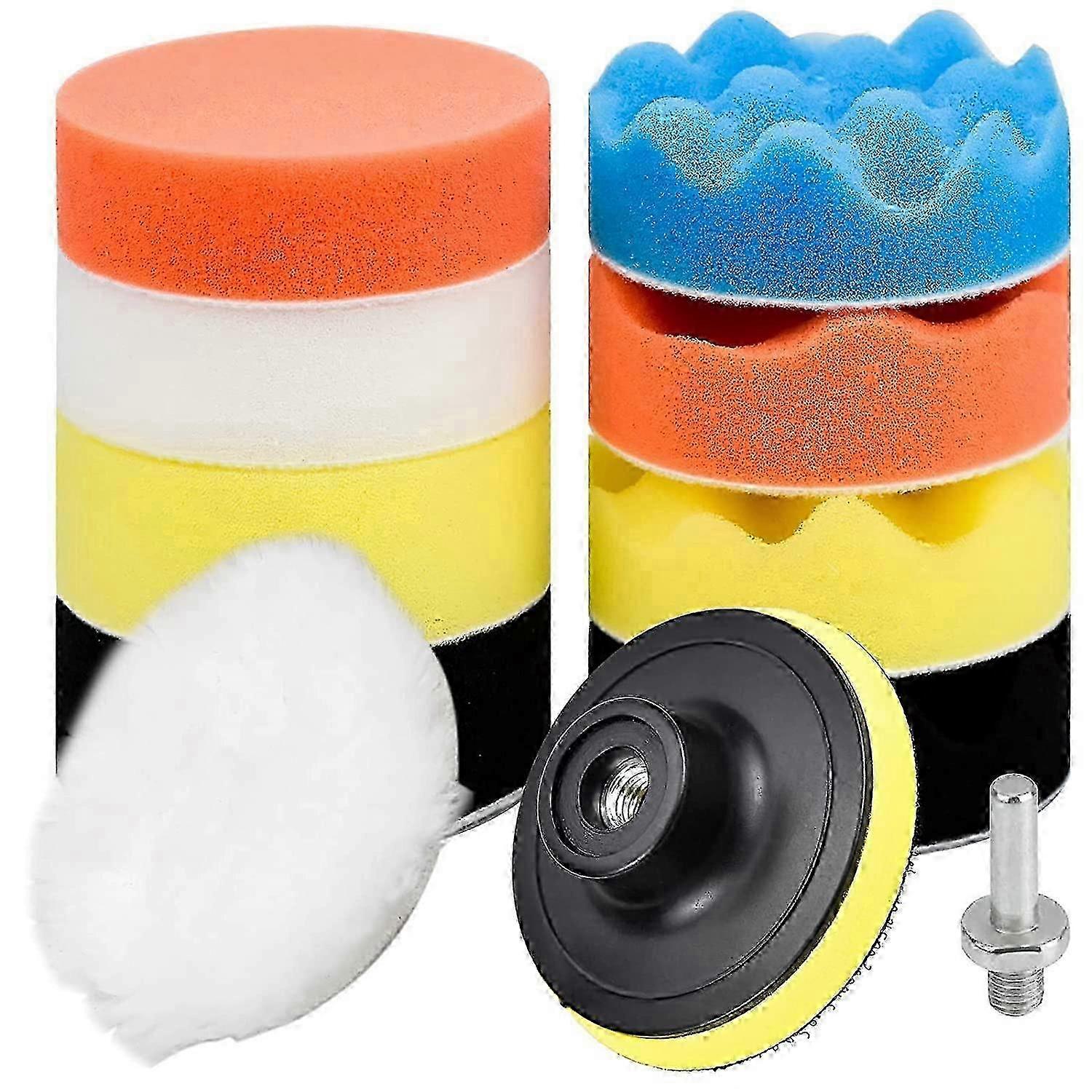 11 Pieces Polishing Sponge Buffing Kit with M10 Drill Adapter for Car Polishing and Grinding