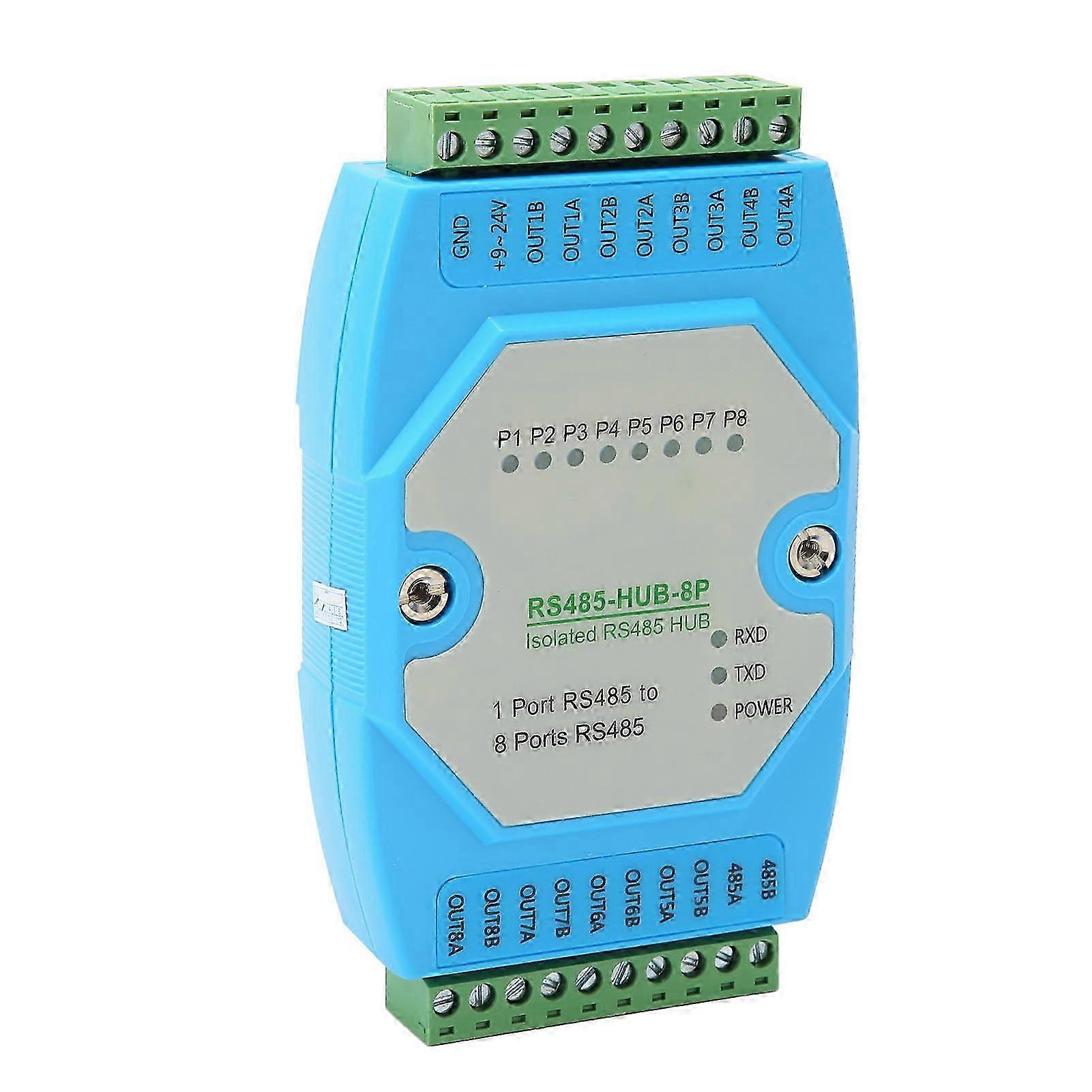 RS485 Hub 8 Ports 300 to 460800bps 32 Nodes Self Adaptive Half Duplex Industrial RS485 Repeater for Relay Extension SZRH A-V