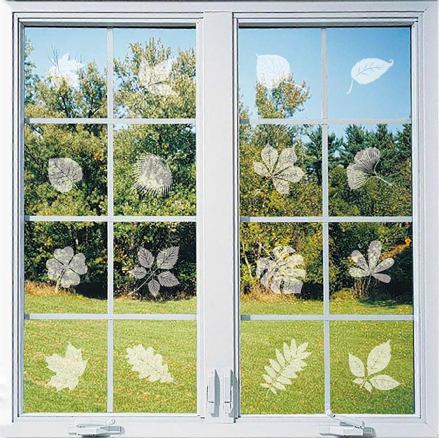 Window Bird Decals 26-Piece Leaf Pattern Static Cling Anti-Collision To Prevent Bird Strikes