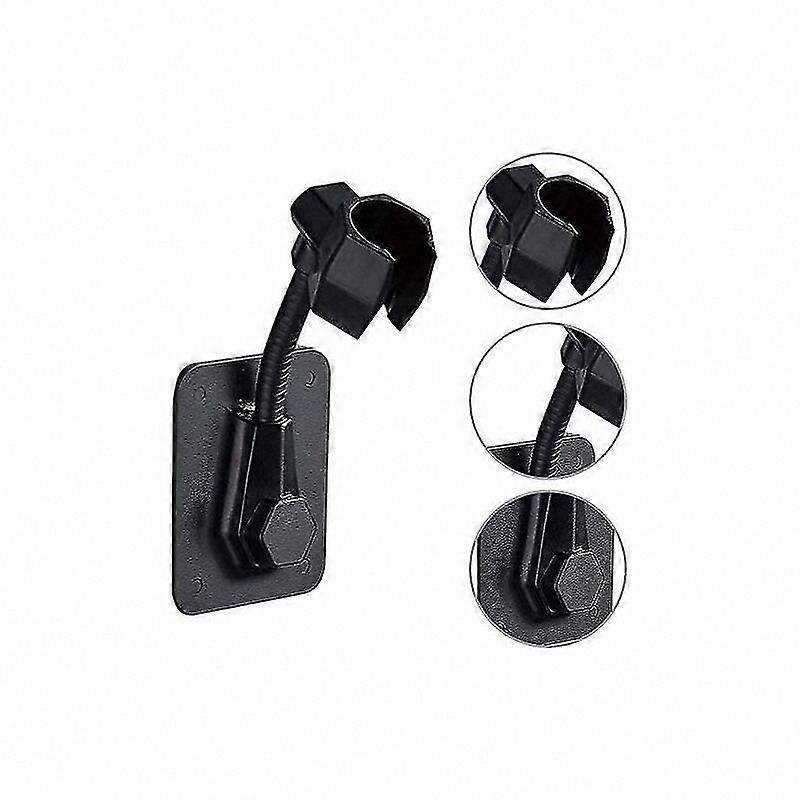 Adjustable Handheld Shower Holder Wall Mount Adhesive Bracket for Shower Head Black Plastic No Drilling Required