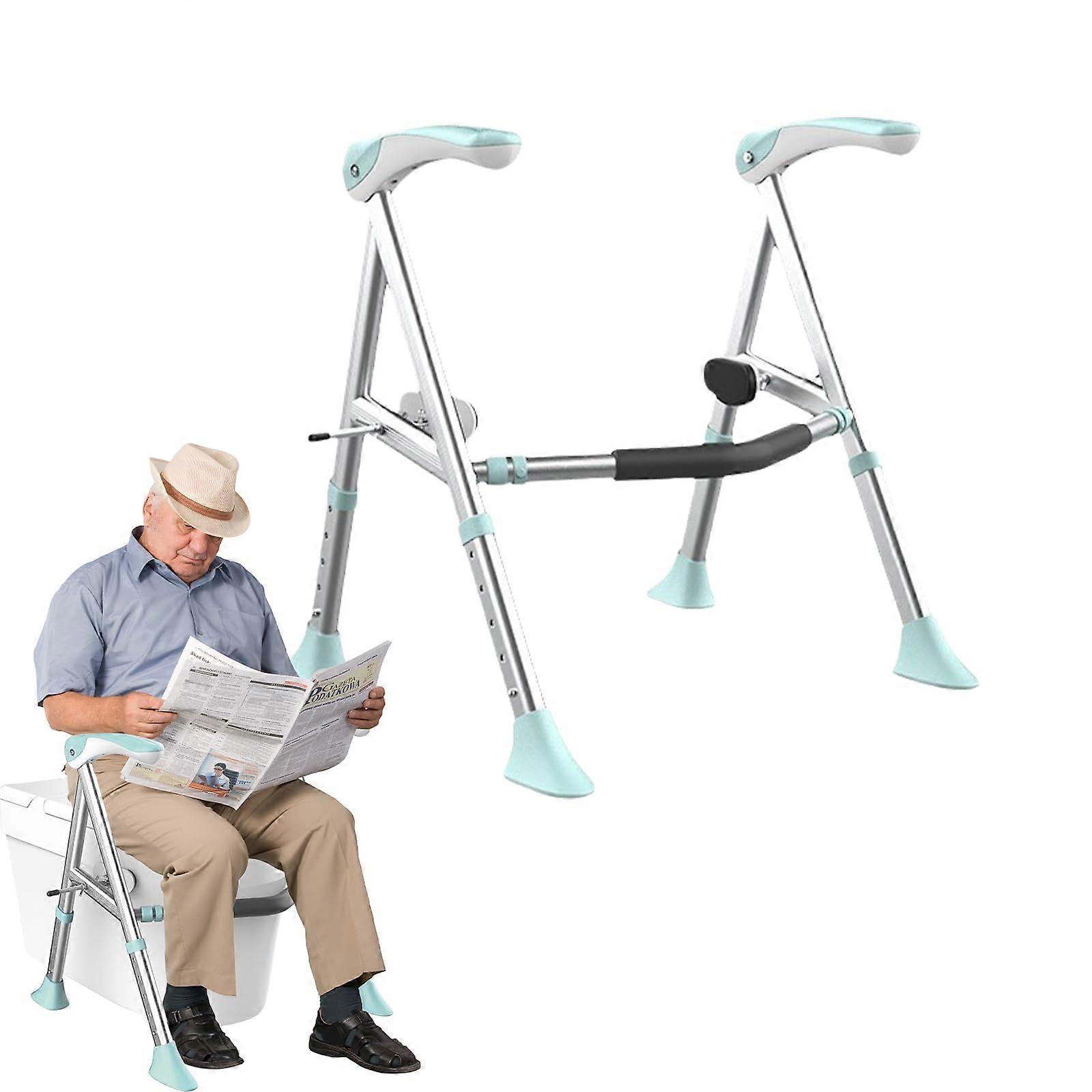 Raised Toilet Seat with Armrests, Adjustable Non-Slip Design, Height Adjustable Support Frame for Seniors and Pregnant Women