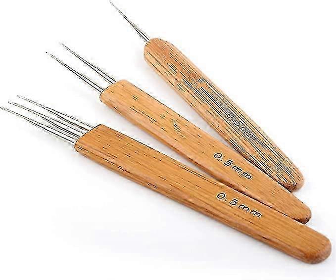3pcs 0.5mm Dreadlock Crochet Needle Hook Bamboo Handle Hooks Tools MakingPatern 4(3pcs) SZRH A-DS