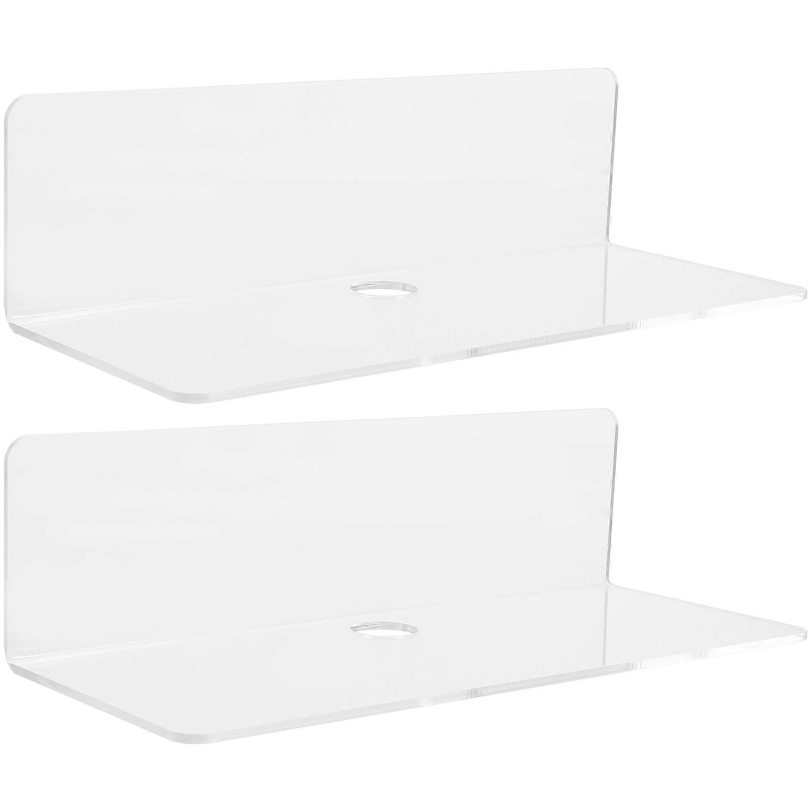 Wall Mounted Acrylic Floating Storage Shelf for Smart Speakers, Toiletries – Space Saving Display Rack for Home, Bathroom, Office Use (2 pcs)