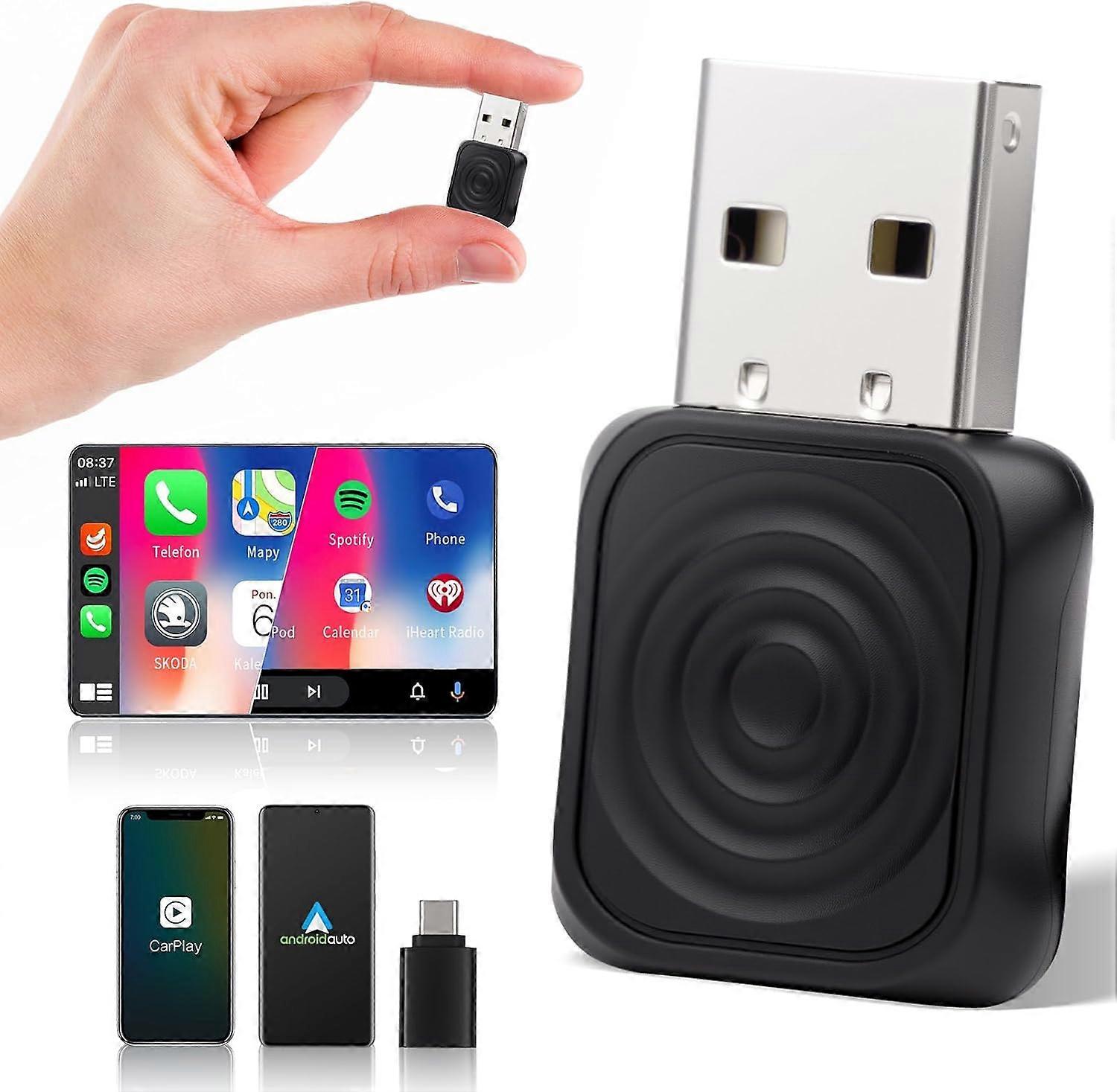 2025 Latest Model 2-in-1 Wireless CarPlay Adapter, 2025 Upgraded Mini CarPlay & Android Auto,Plug & Play, Fast & Stable Connection with N