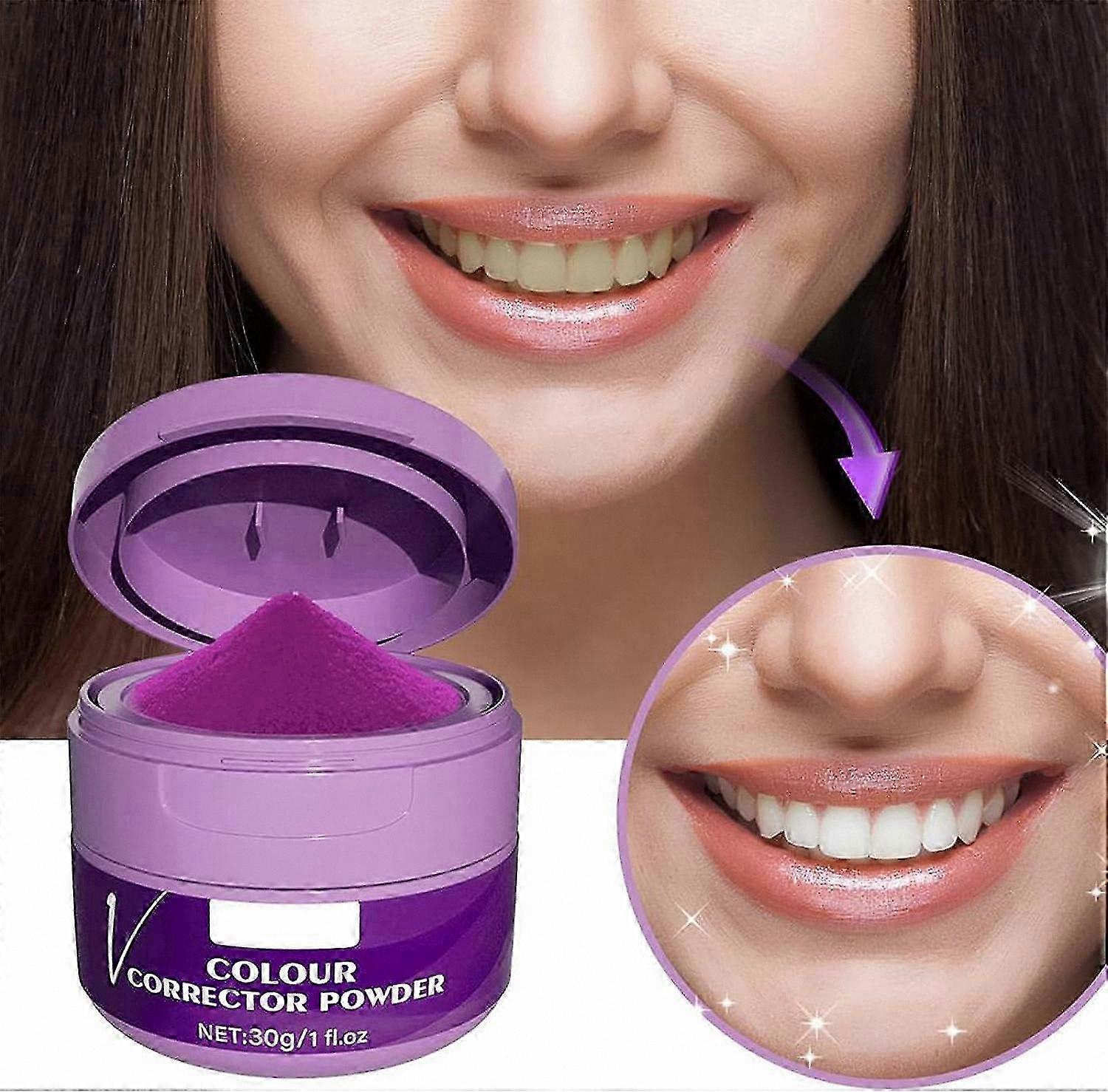 Purple Teeth Whitening Powder for Yellow Teeth Correction and Fresh Breath Solution
