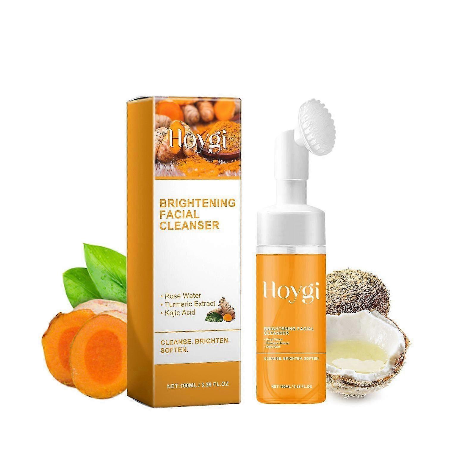 Brightening Facial Cleanser with Turmeric & Kojic Acid - Deep Clean, Fade Acne Marks, Moisturizing & Whitening