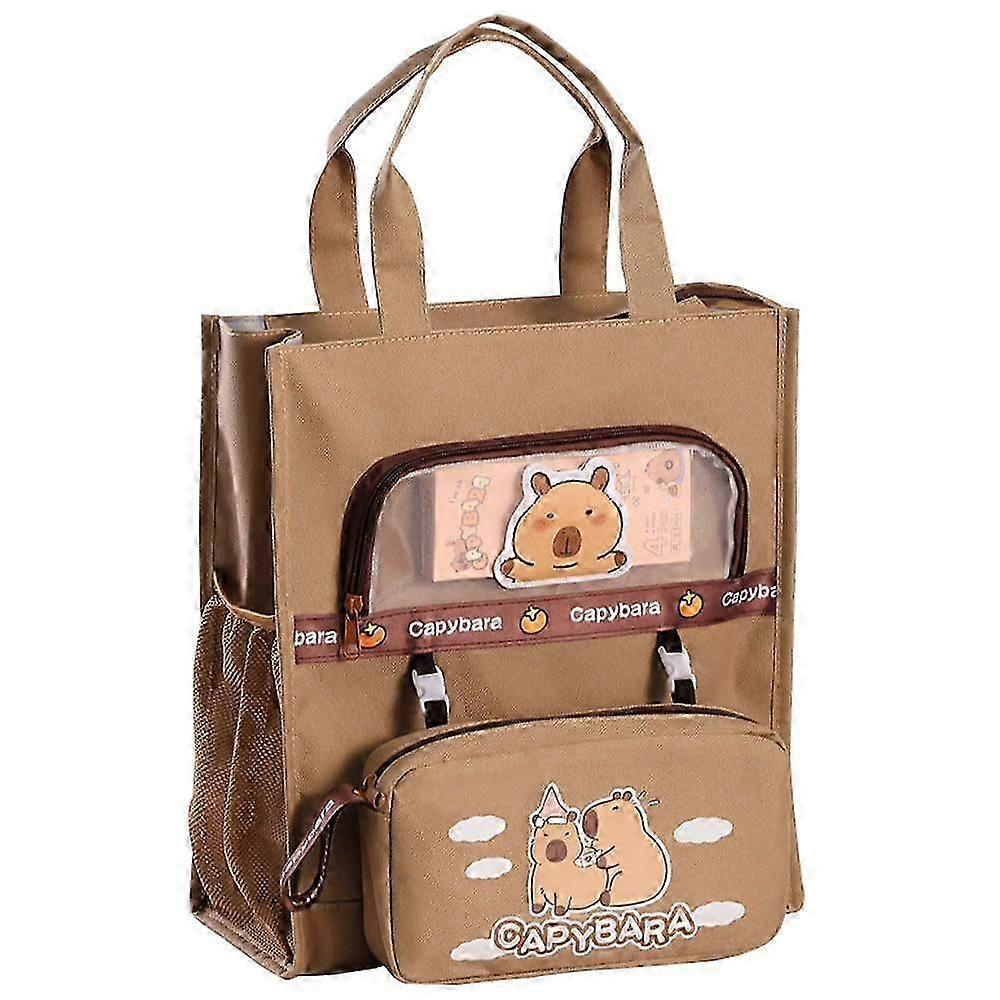 Student Tutoring Bag Canvas Organiser File Bag Canvas Capybara Large Capacity Handbag B