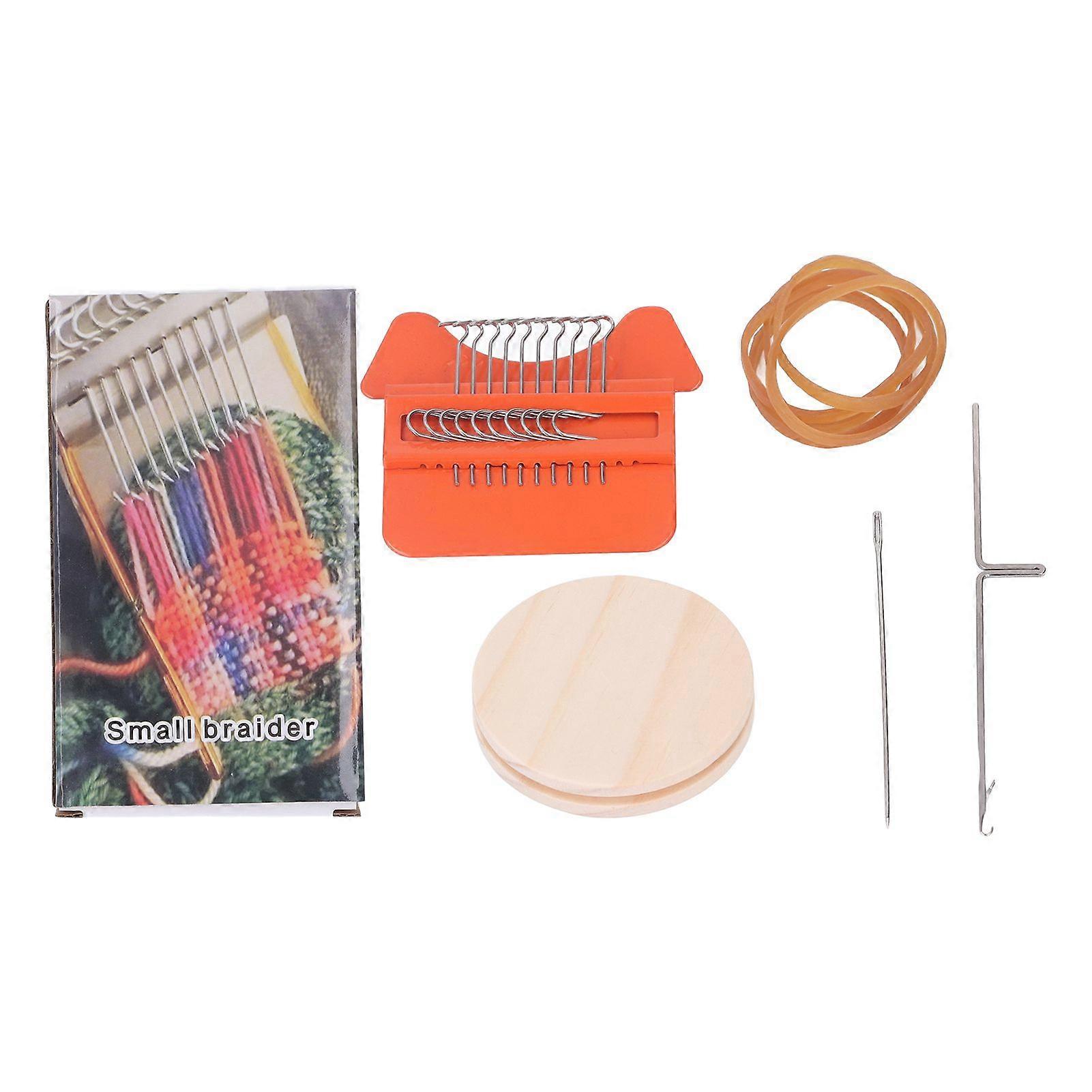 10 Hooks Mini Loom Machine Household Small Weaving Loom Machine with 6.5cm Wooden Board for Hand Craft DIY Weaving Orange Triangle