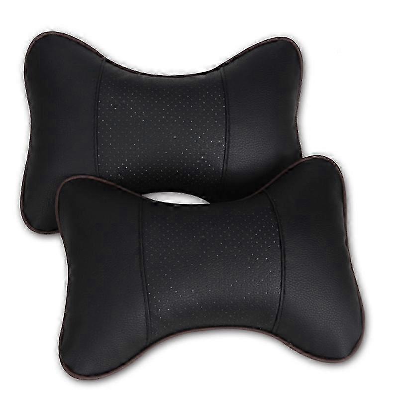QFHETJIE 2pcs Car Neck Pillow Perforating Design PU Leather Hole-di...