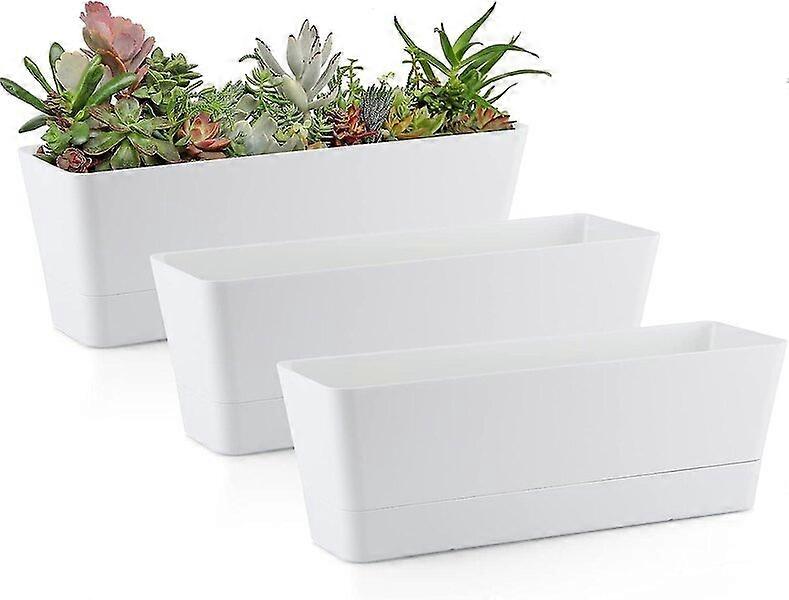 12-inch rectangular flower boxes, 3-piece set, suitable for both indoor and outdoor use