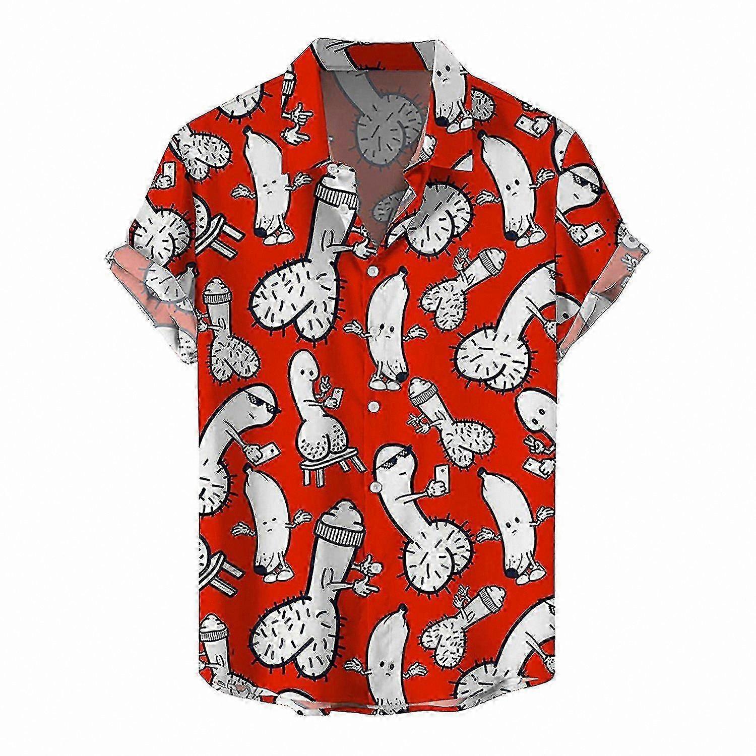 Men's Novelty Hawaiian Shirts with Unique Prints - Casual Button Down for Beach or Party