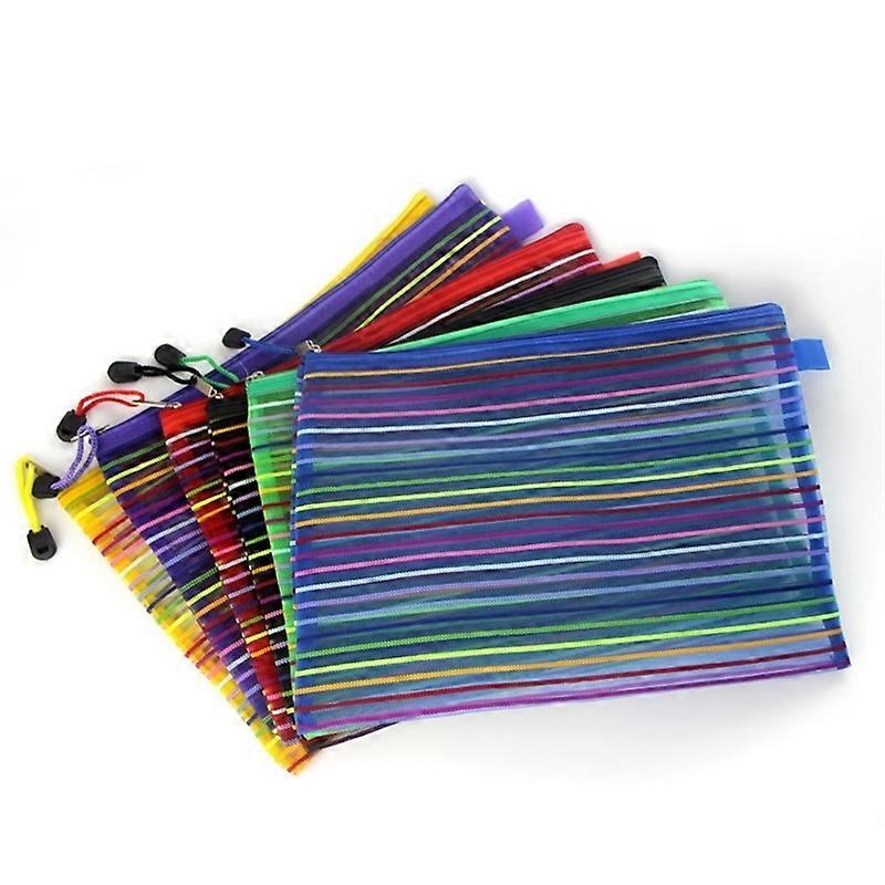 12 PCS Multicolor Plastic A5 Document Zip Up Mesh File Storage Bag, Size: 22x18cm 22x18cm