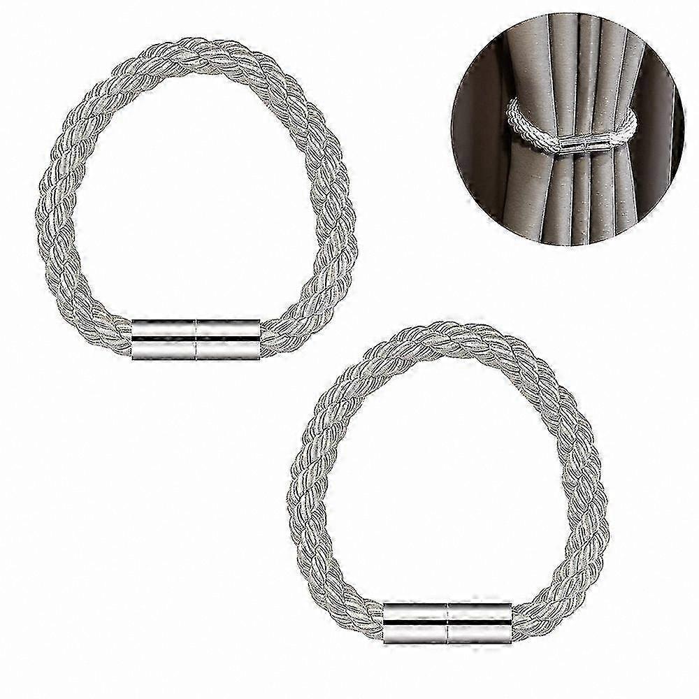Pair of Decorative Magnetic Tiebacks for Curtains and Windows with Strong Hold Rope Design