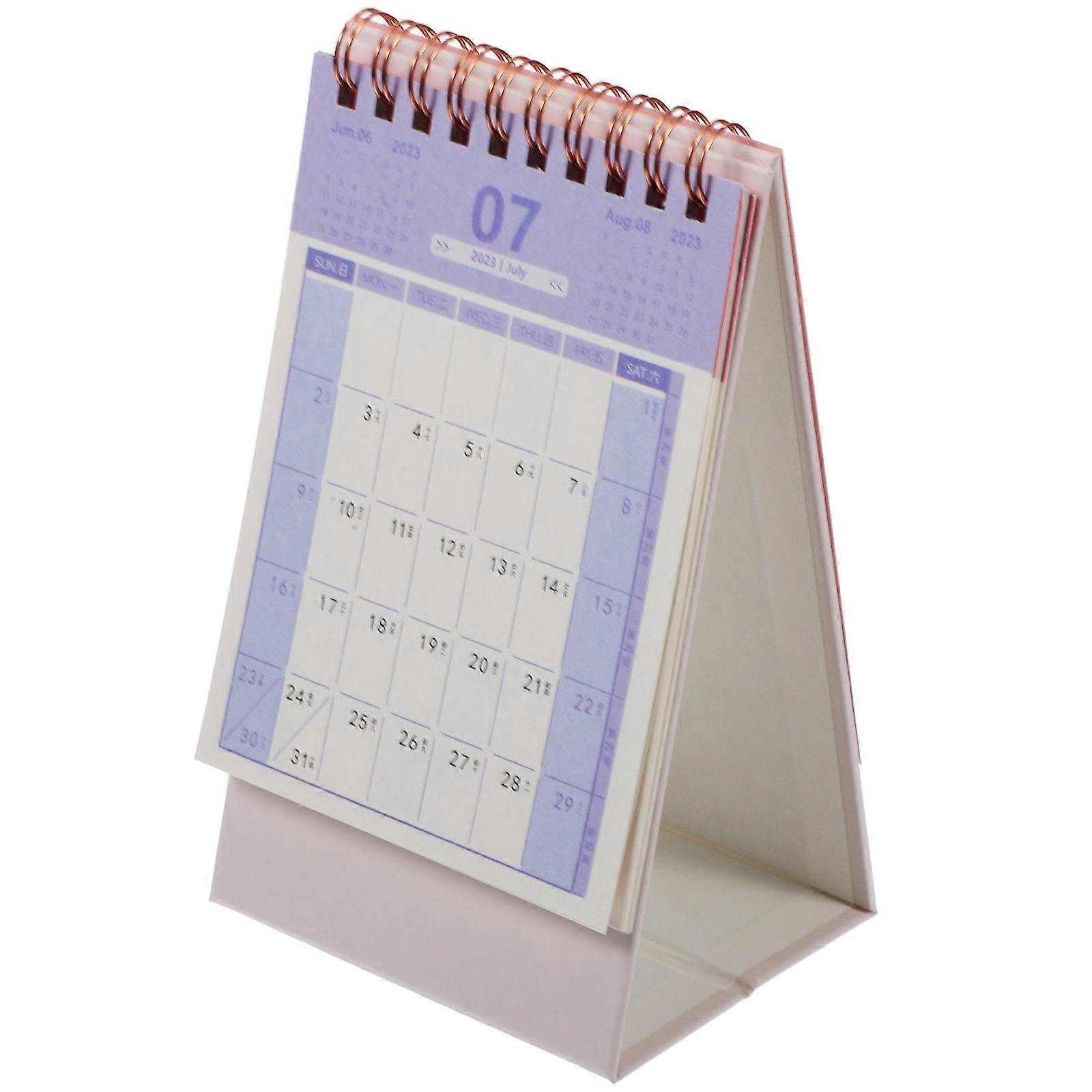 Small Desk Calendar 2024 Pink Paper Design for Daily Office Use