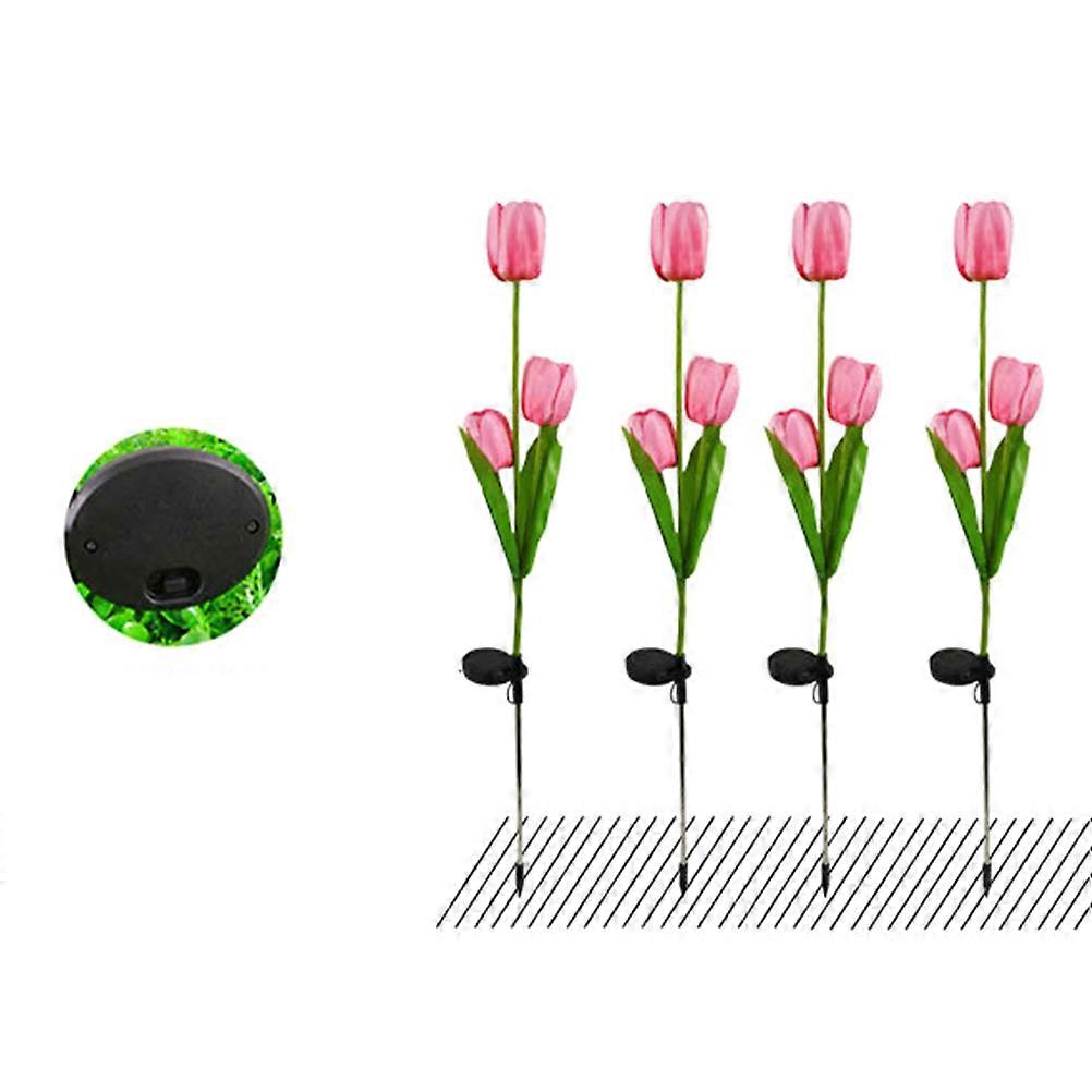 Solar Powered LED Tulip Lights for Garden Decoration with ABS and Silk Cloth Waterproof Design 8 Hours Shine