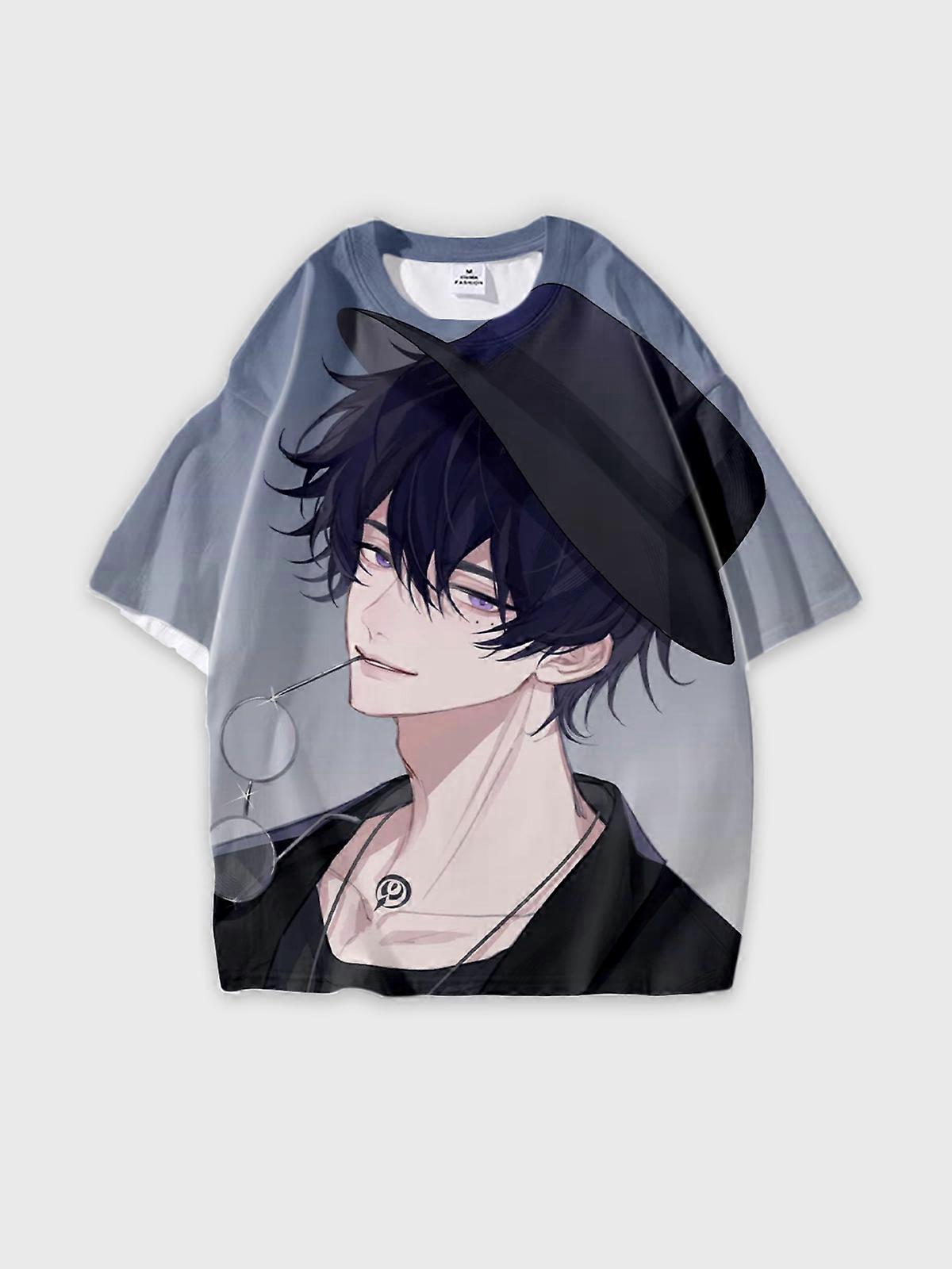 T-Shirt Round Neck, Loose Short Sleeve Link Click Graphic Tee, Unisex Summer Casual Top W1543