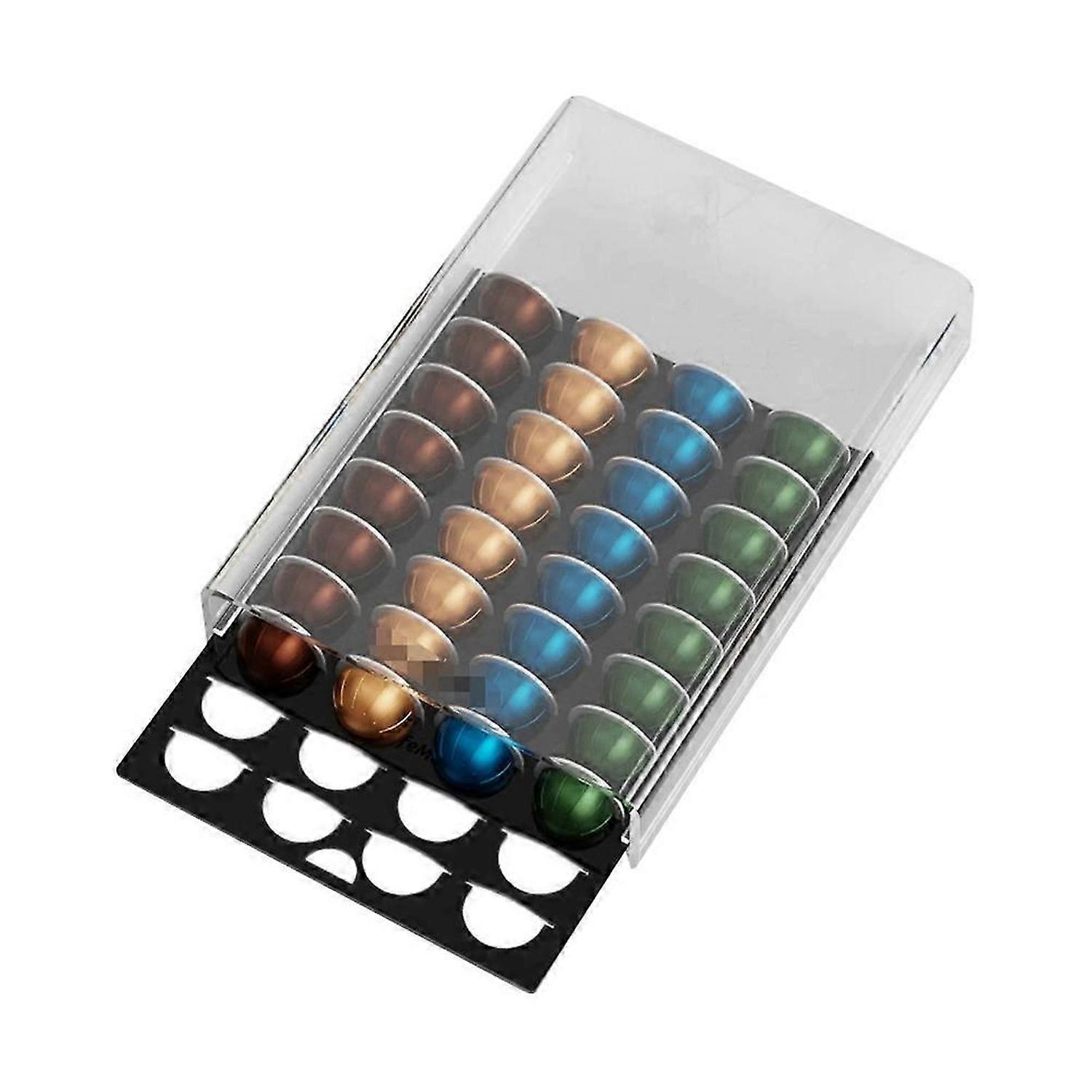 For Nespresso Vertuo Coffee Pod Holder Acrylic Storage Drawer for 40 Coffee Capsules Elegant Organizer for Counter