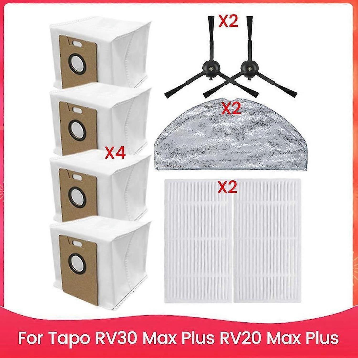 For Tapo RV30 Max Plus RV20 Max Plus Replacement Side Brush Hepa Filter Mop Cloth Dust Bags