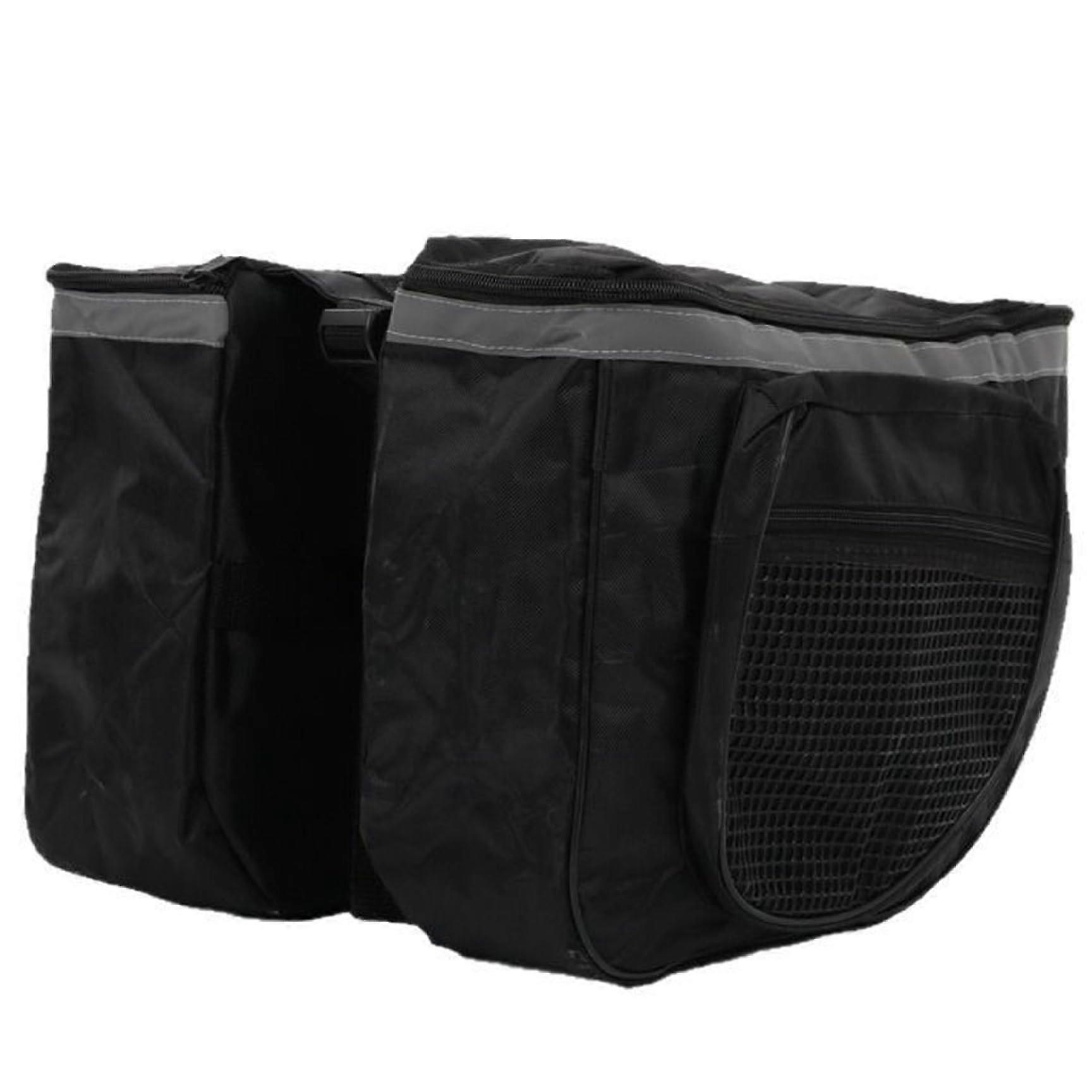 Bike Saddle Bag Double Compartment 25L 600D Oxford Cloth Rack Bag Zipper Closure Compatible With Mountain Trunk Racks