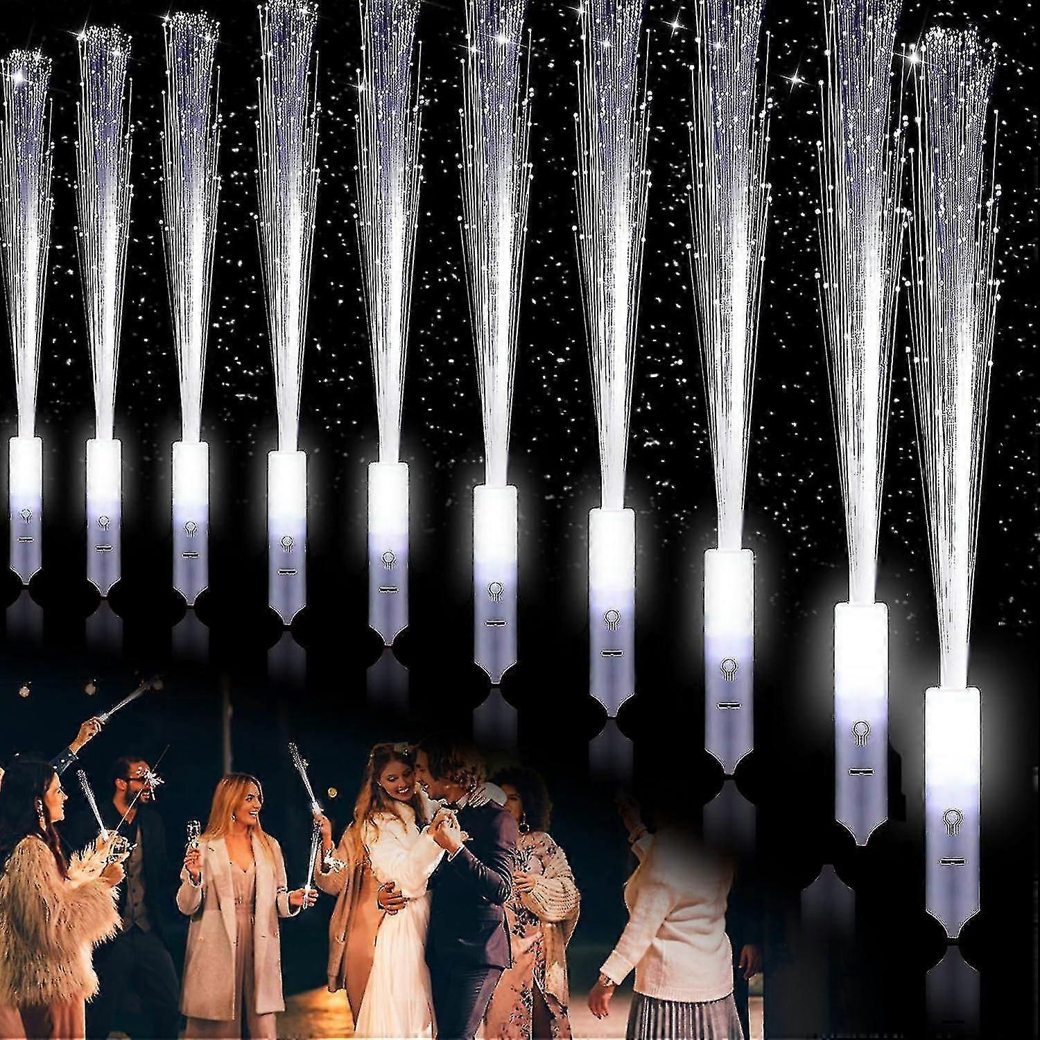 Lumières à fibre optique blanches, 36 PCS Mariage Led Bâtons Lumineux, Concert LED Bâtons Lumineux Noël Naissance