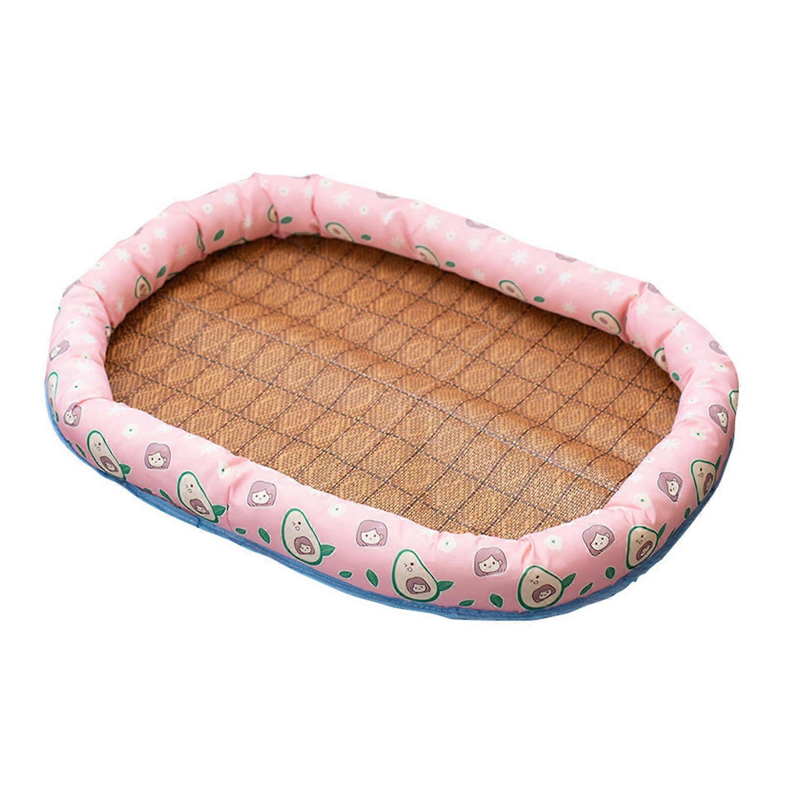 Straw Cat Basket With Mat, Woven Cat Bed, Summer Rattan Nest, 60x45cm, Pet Cooling Mat