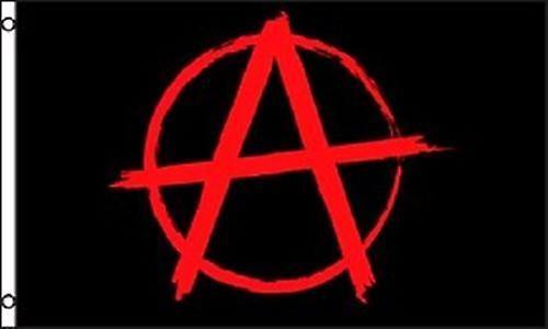 ANARCHY FLAG ANARCHIST SYMBOL RED A WITH CIRCLE ON BLACK NEW PUNK ROCK Type A 329