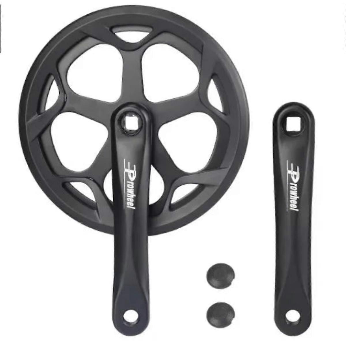 Grundig 52T E-Bike Crankset with Double Chain Guard, 170mm Alloy Crank Arm for Single/6/7/8 Speed Bikes, Durable Steel Chainring