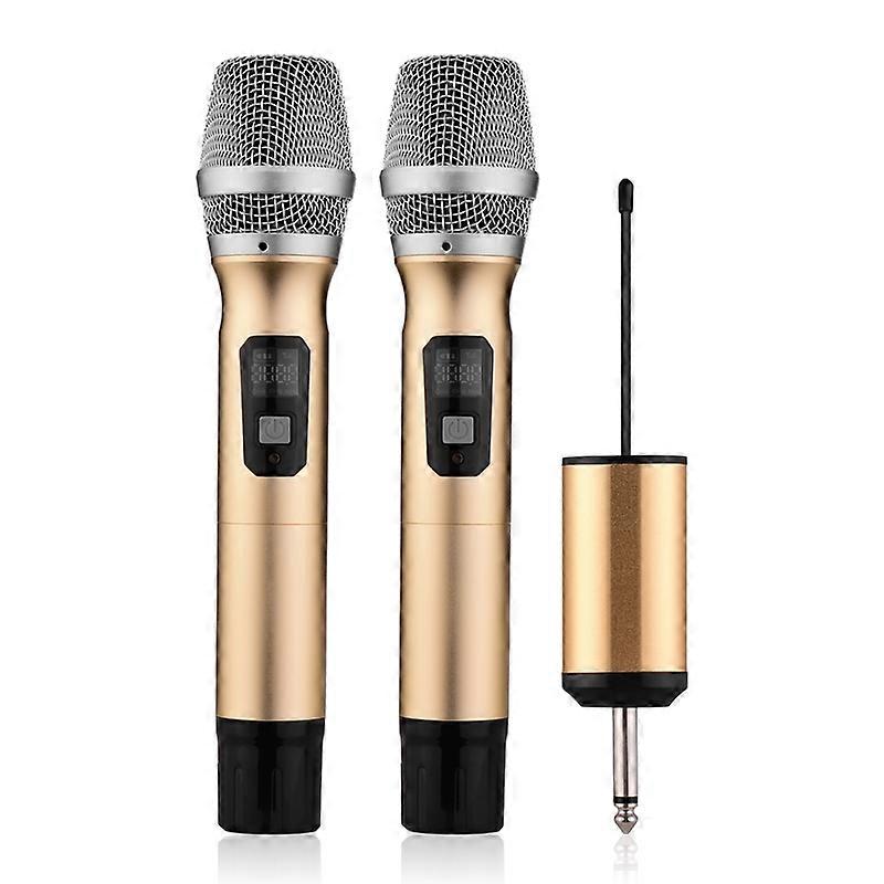 UHF-Drahtlosmikrofon Karaoke Dual Handheld Dynamisches Mikrofonset mit Empfänger für Karaoke-Konferenz