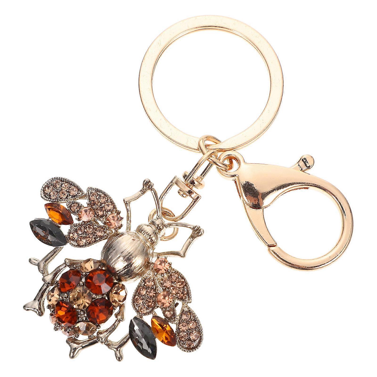 Rhinestone Keychain Bee Pendant for Hanging Keys Alloy Decorative