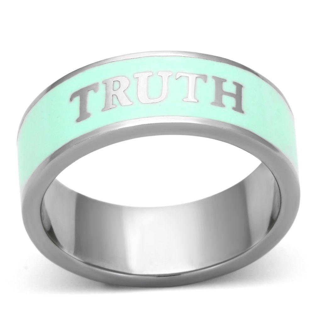 High polished (no plating) Stainless Steel Ring with Epoxy in Turquoise for Women Style TK836