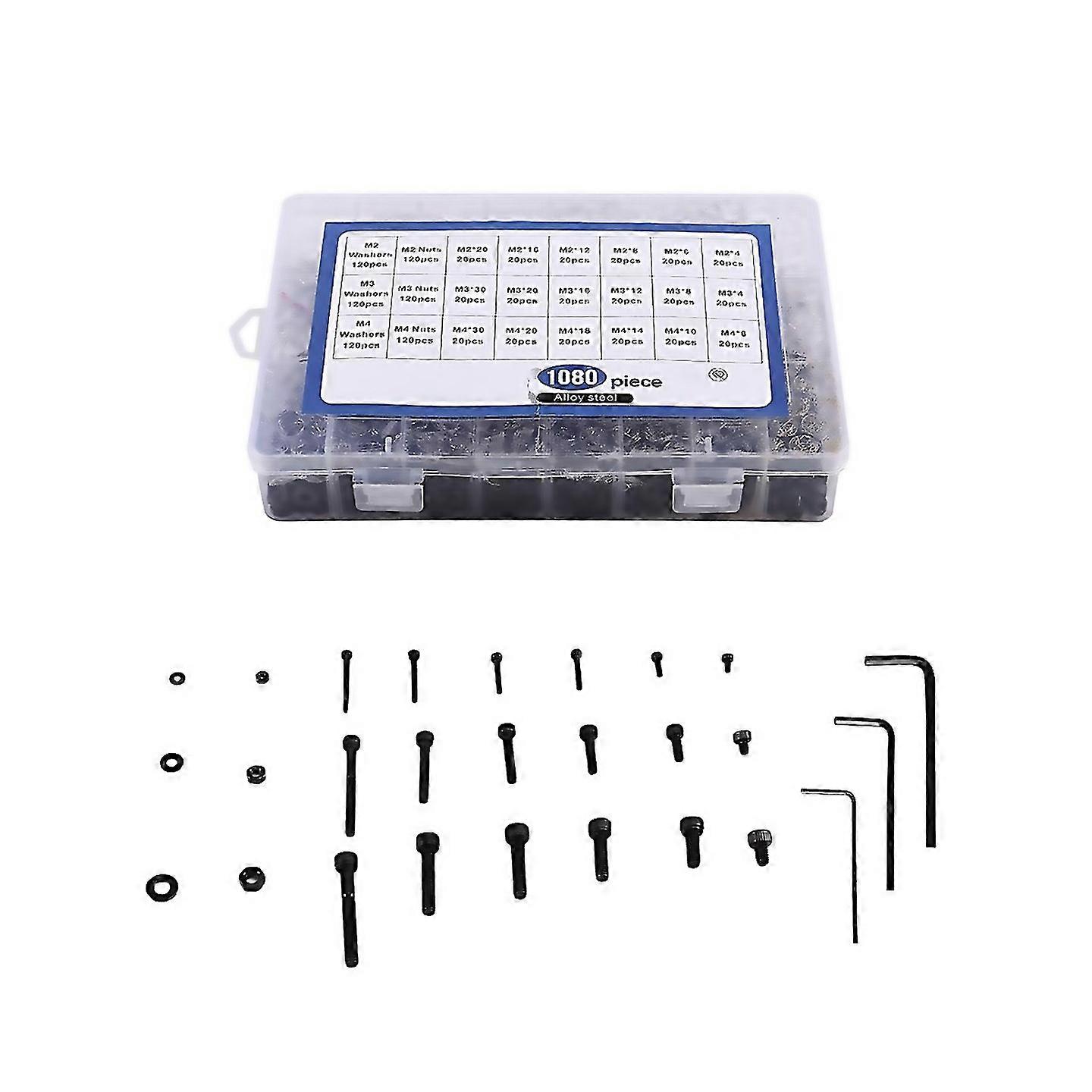 For 1080pcs M2 M3 Hex Socket Head Cap Screws