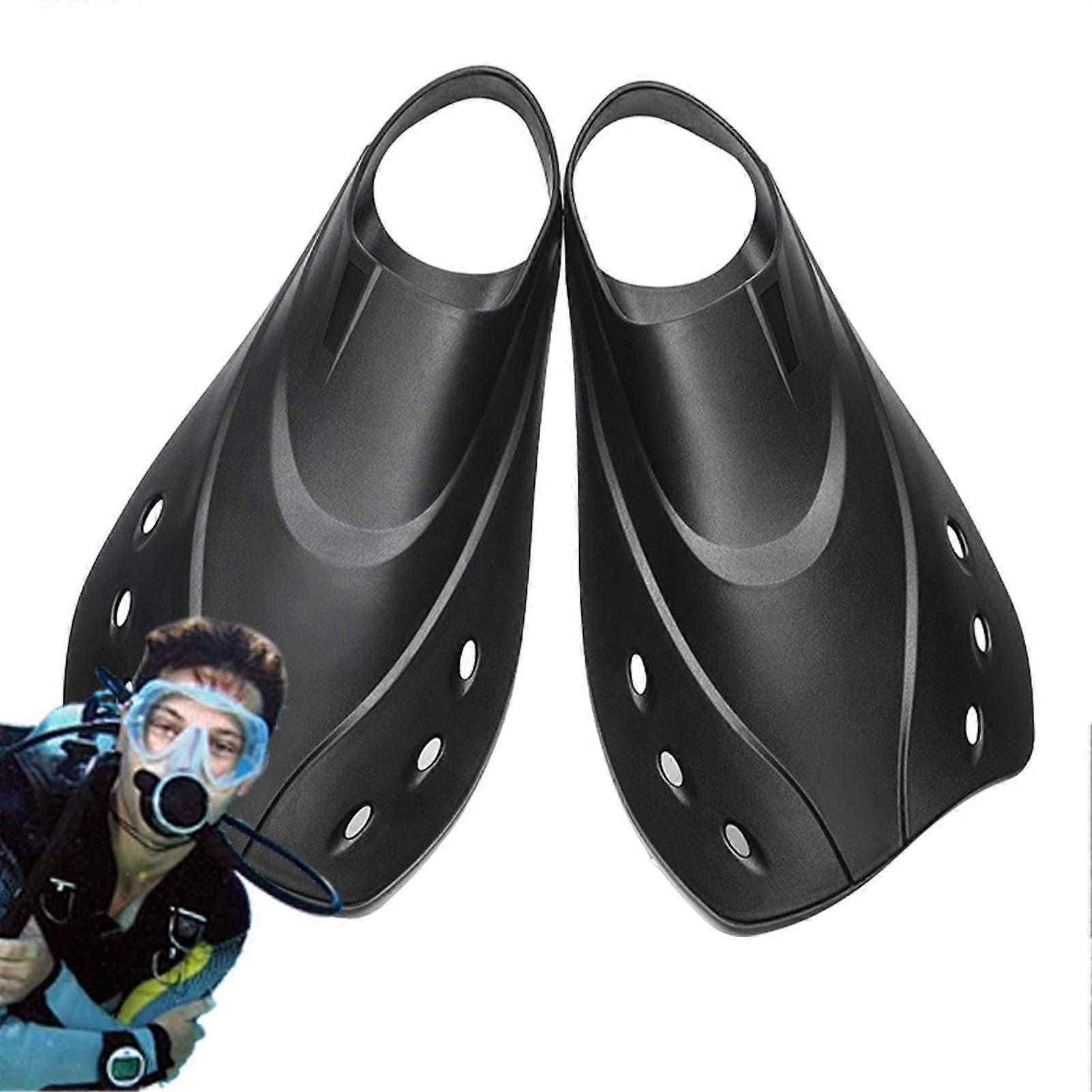 Diving Fins, Short Floating Flippers For Swimming Training, Adults XL Size, Comfortable Compact Swim Fins