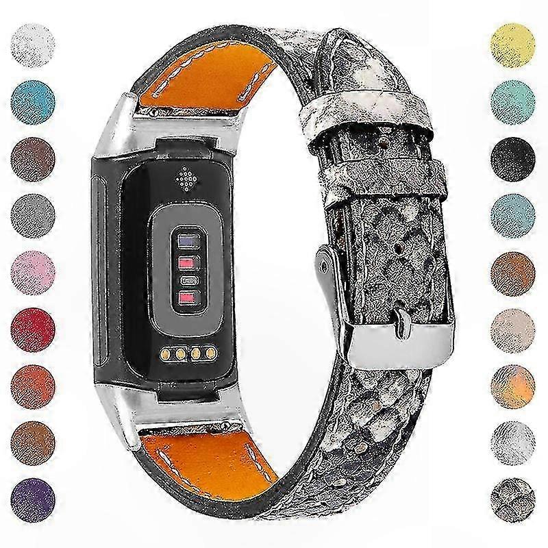 Leather Strap for Fitbit Charge 6/5, Adjustable Comfortable Replacement Band