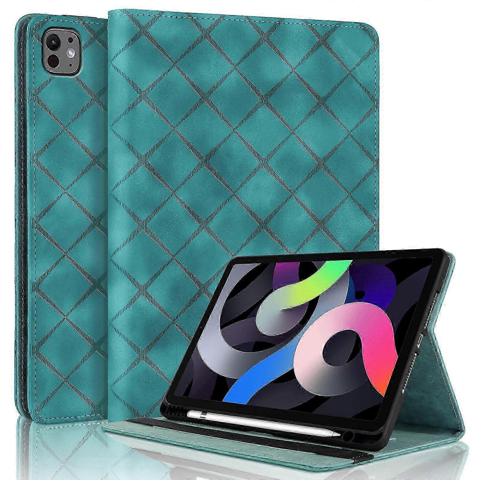 Rhombus Embossed Leather Smart Tablet Case 2025