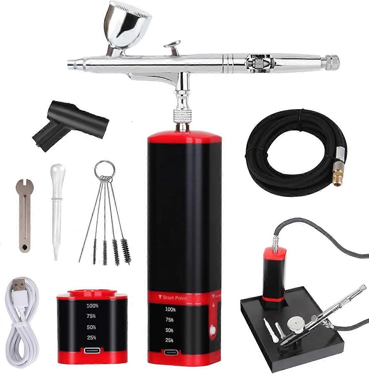Dual Action Extra Battery Airbrush Kit with Compressor Replaceable Battery Cordless Air Brush Set for Manicure, Painting