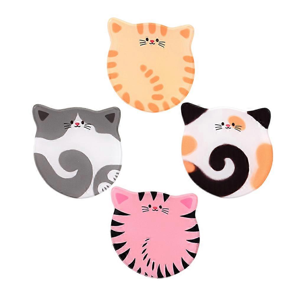 Acrylic Cat Pattern Coasters Heat Resistant Coasters for Coffee Table 12Pcs