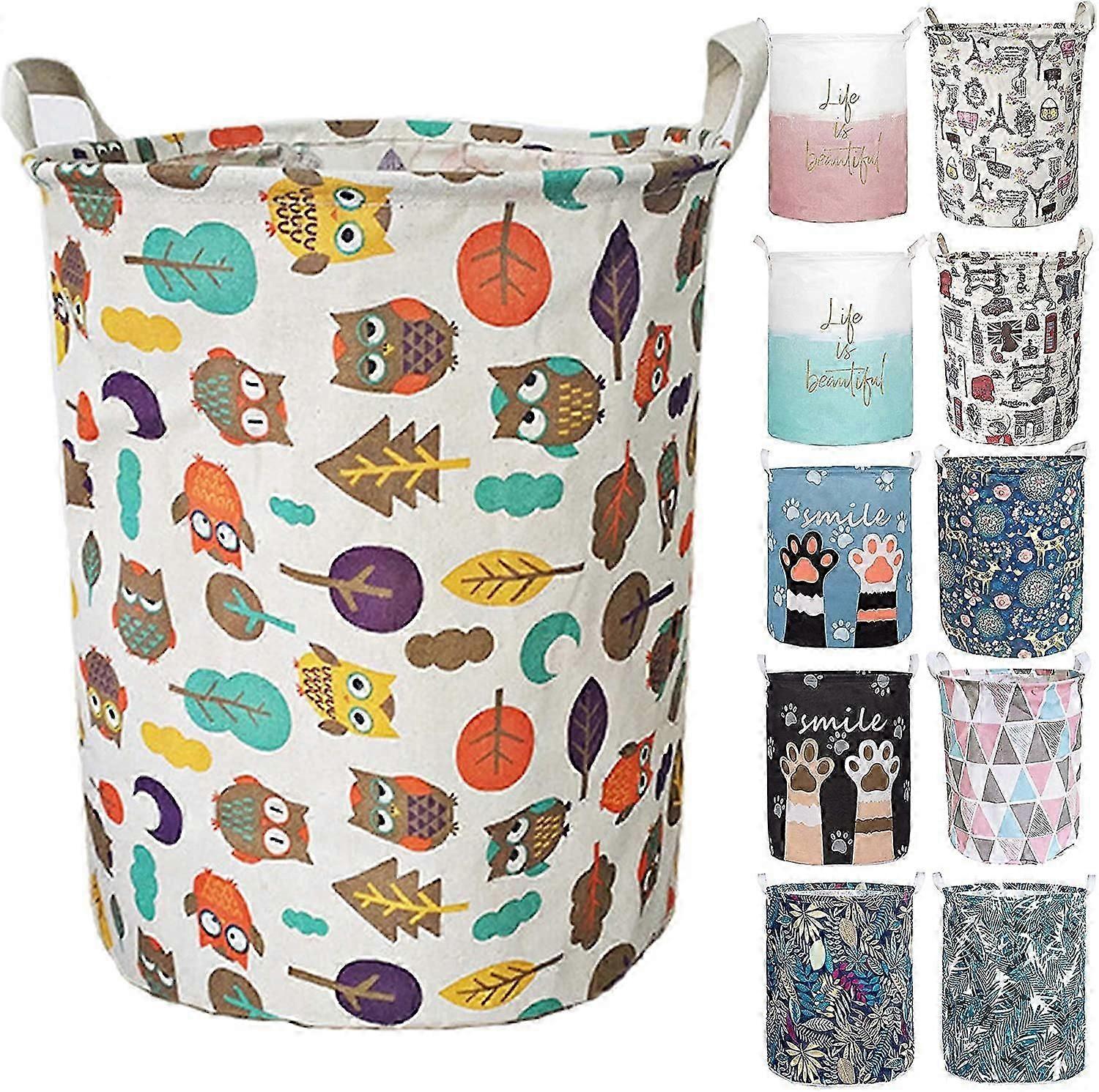 19,7 Vattentät Hopfällbar Tvättkorg, Tvättkorg för Smutskläder, Förvaringskorg för Linne för Leksakssamling (Uggla) myi