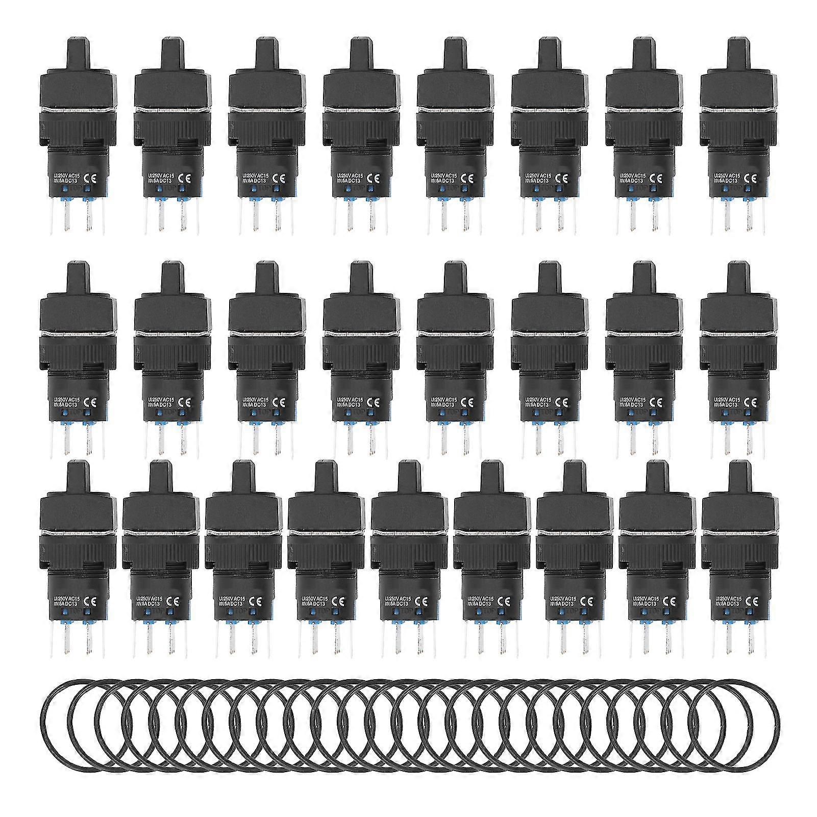 2025 25Pcs Knob Selector Switch Self Locking 3 Speed with Light 16mm Square 12V BEM-LA16-22XD/31-F(Red )