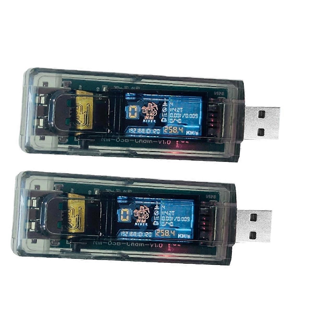 2PCS NMMiner Miner 265KH/S USB Chain ESP32 Crypto Miner BTC Solo Lottery Miner Ammeter Tester USB-A