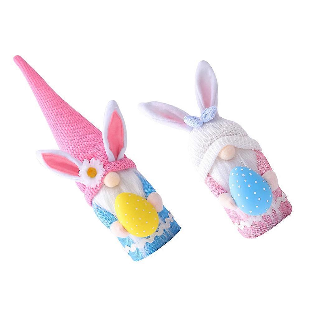 2Pcs Easter Rabbit Hugging Egg Doll for Decorative Use with Fabric Material