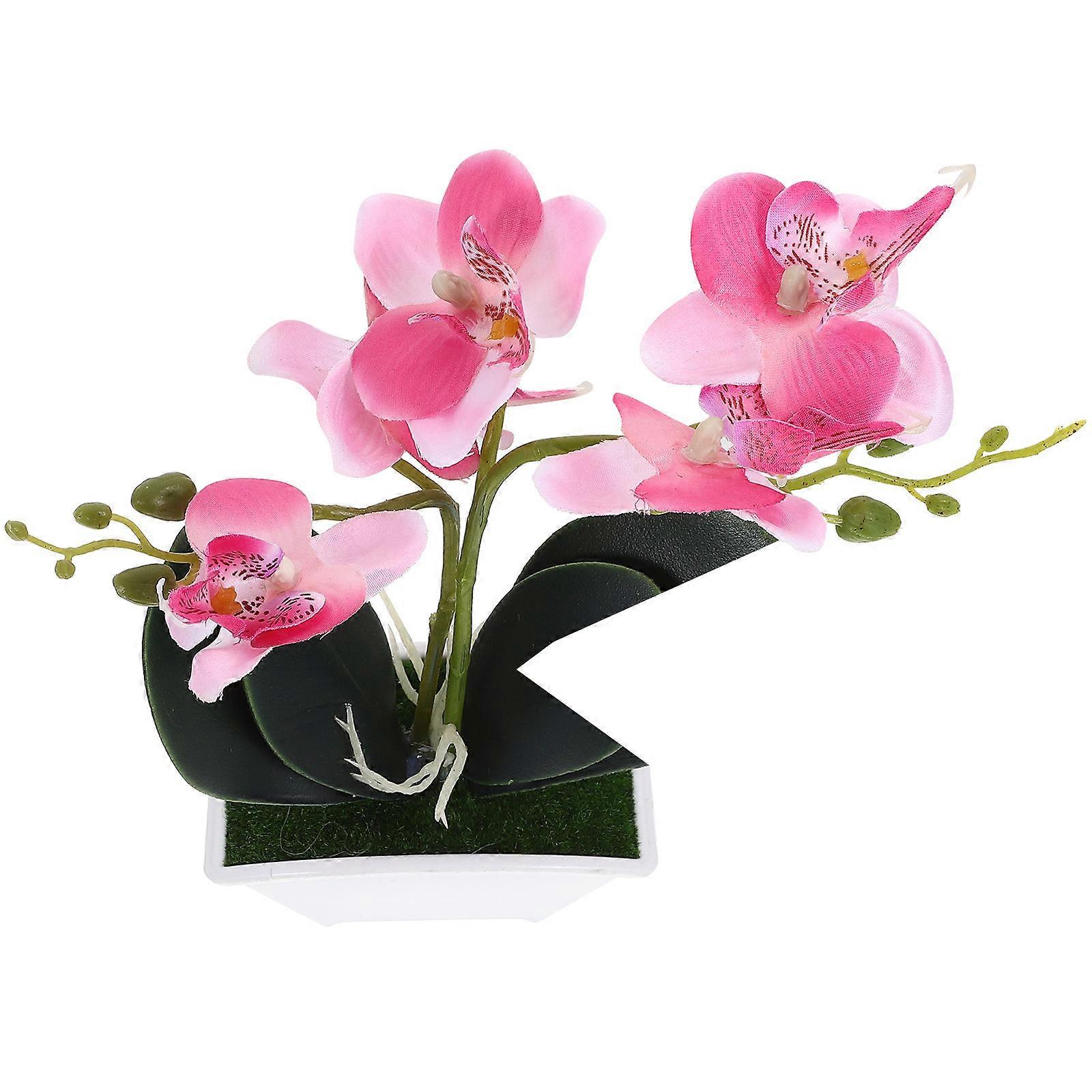 Mini Orchids 4Pcs Red Plastic Artificial Orchid for Realistic Table Plant Decor